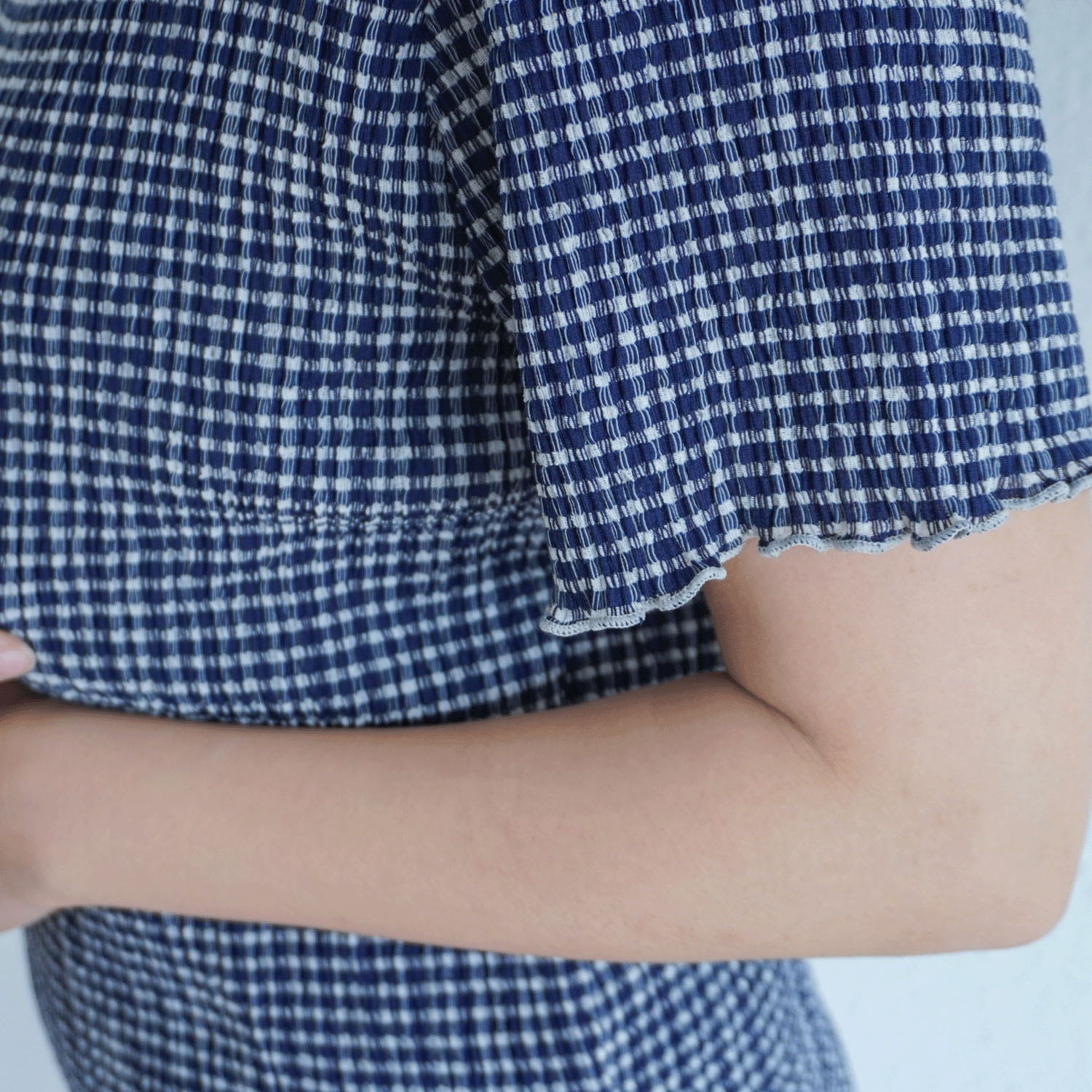 ギンガム楊柳ボトルネックカットソー - 画像15