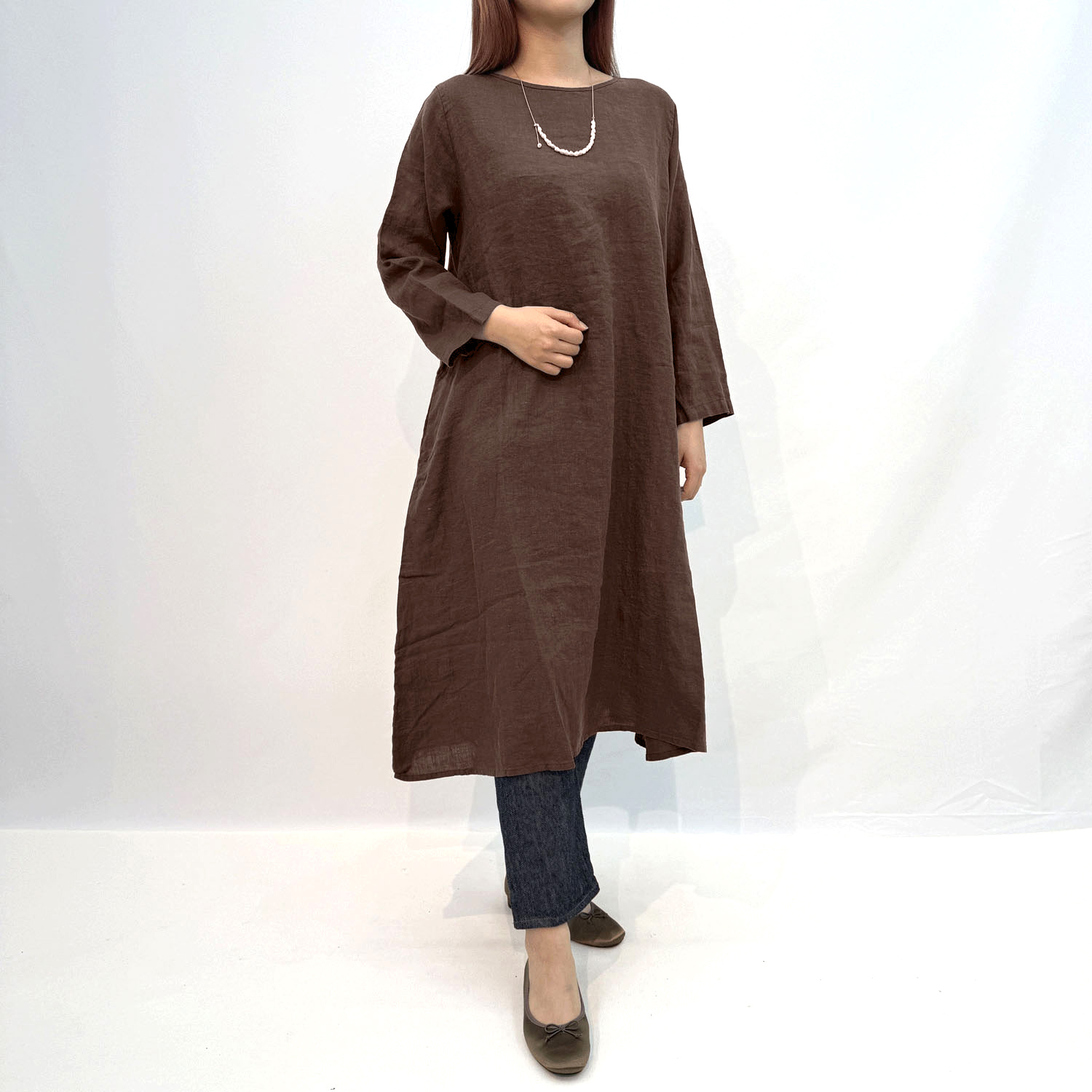 【Insta Live】全10色！SO シンプルワンピース長袖 - 画像3