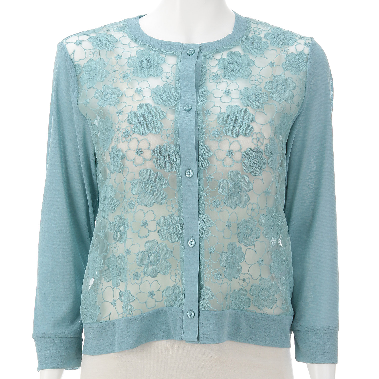 梨地×オーガンジー刺繍カーディガン - 画像8