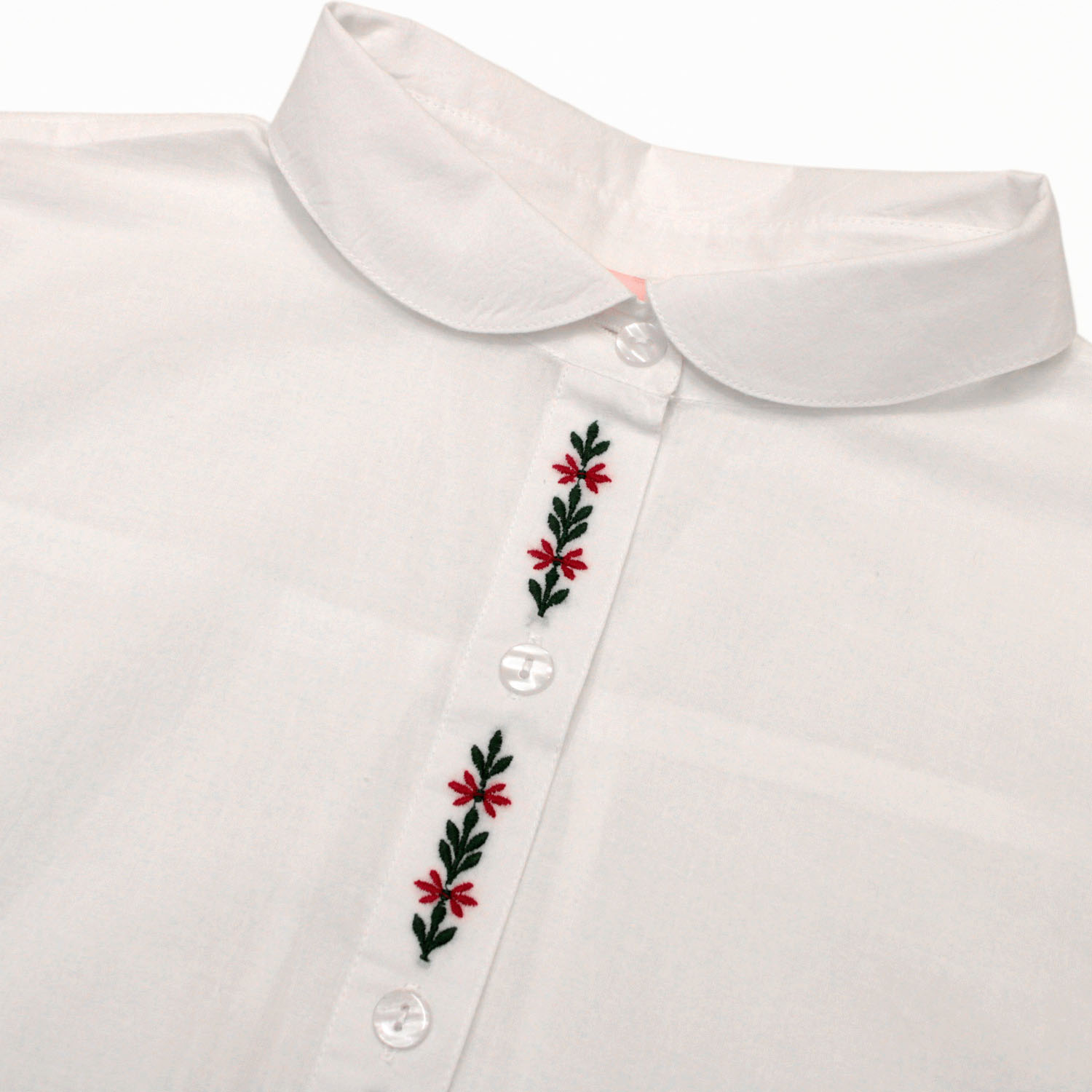 notorico 前立て刺繍半袖丸襟インド綿シャツ - 画像6