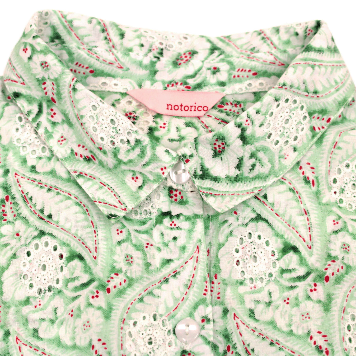 notorico  エンブロ刺繍ペイズリープリントシャツ - 画像9