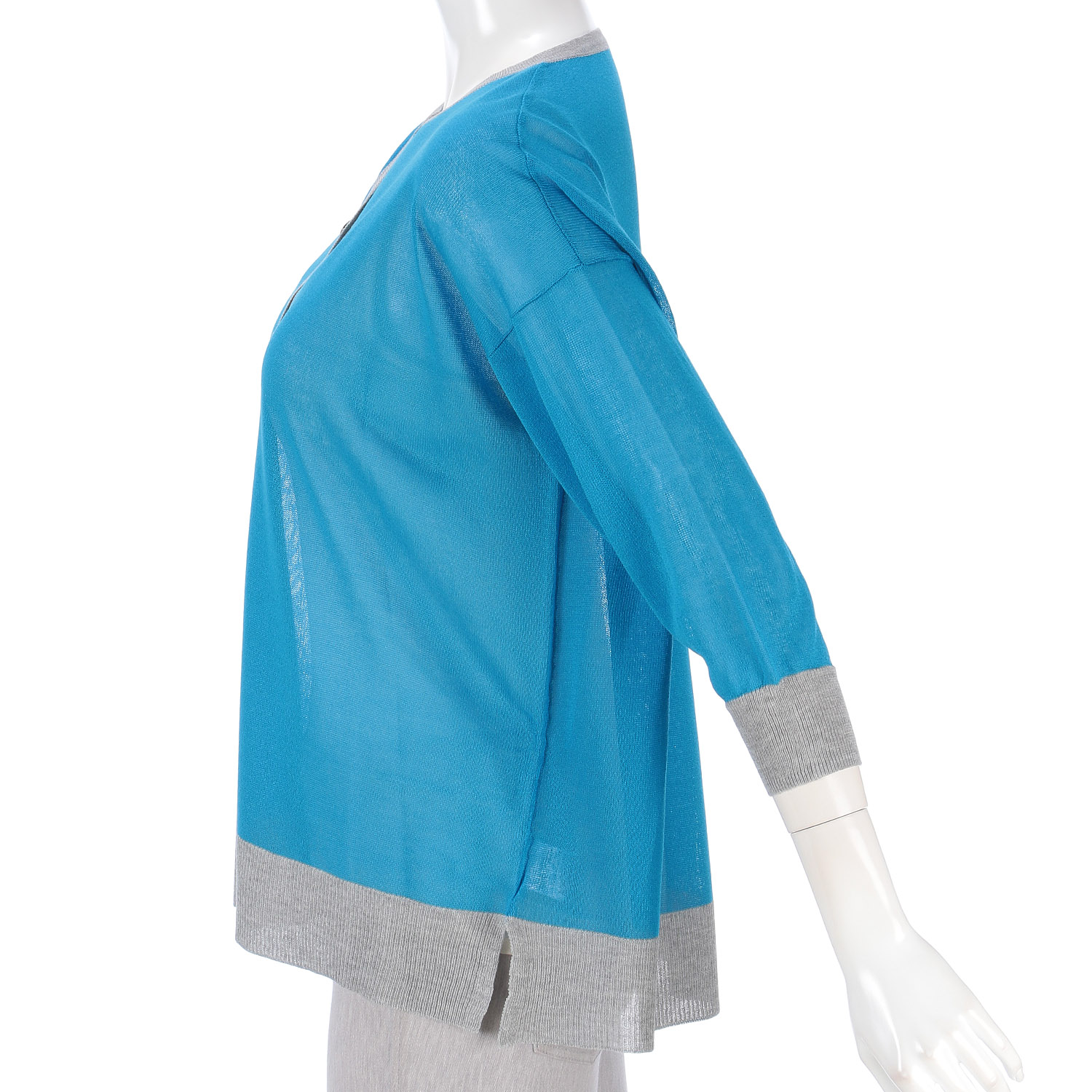 配色前開きニットカーディガン - 画像6