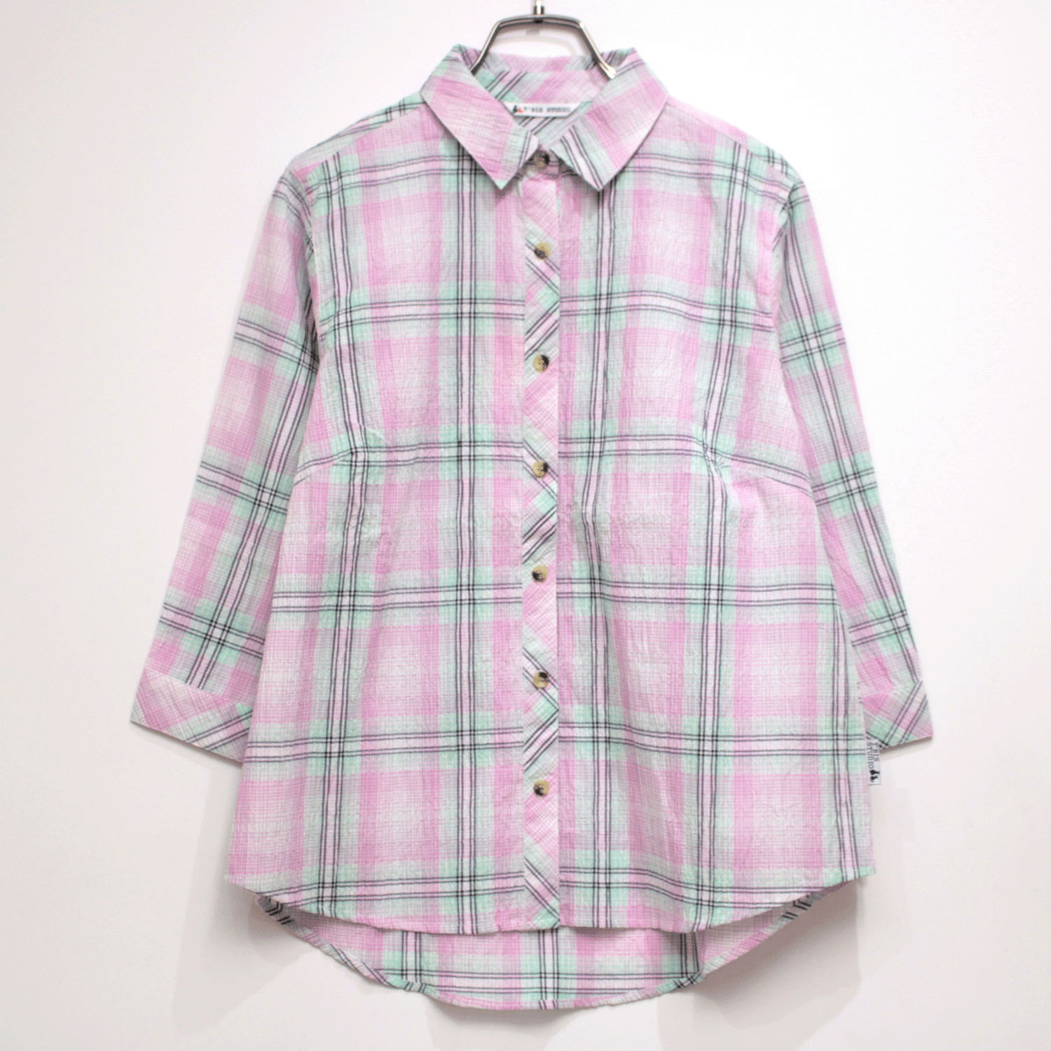 T’BIS STUDIO 7分袖マドラスチェックシャツ