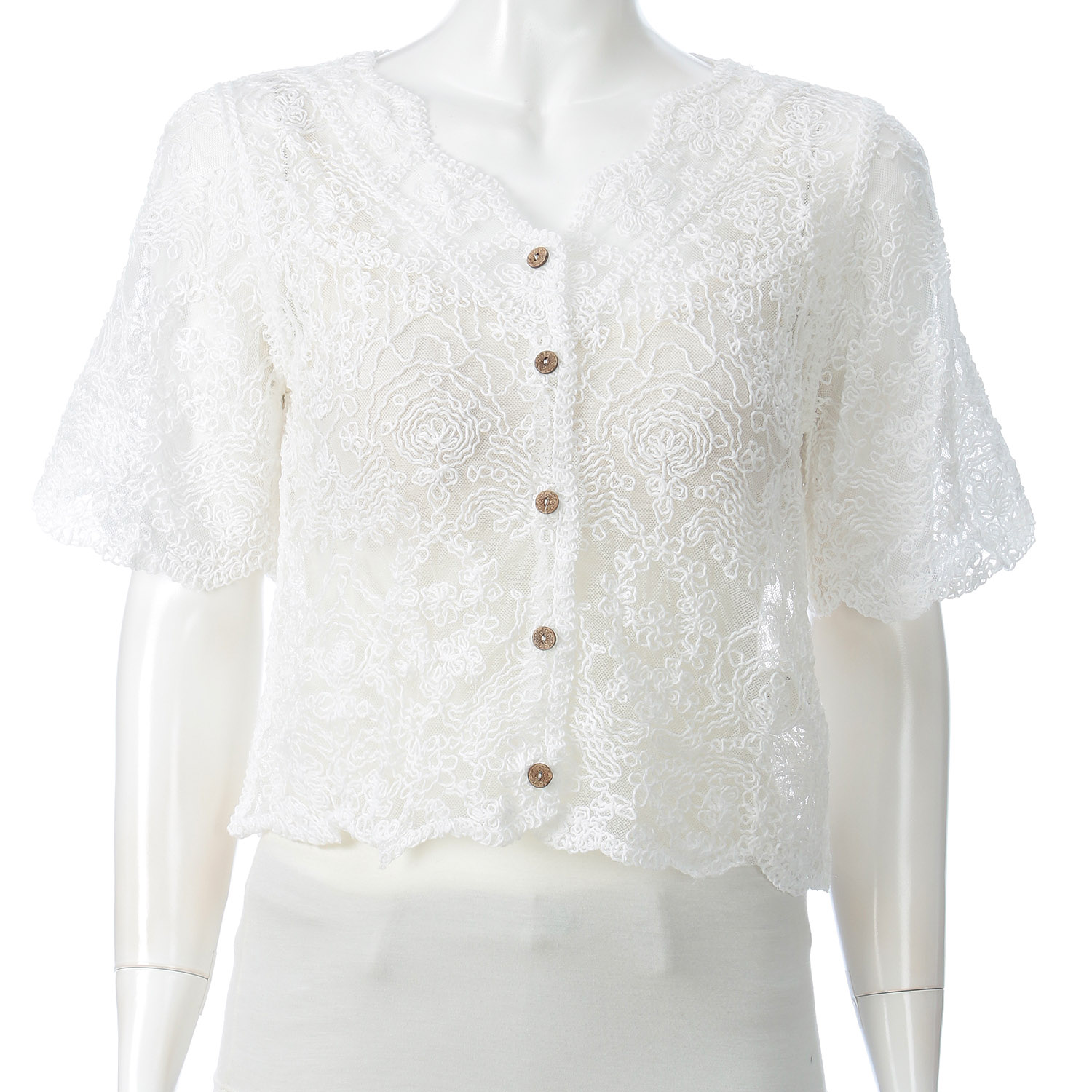 レース前開きカーディガン - 画像2