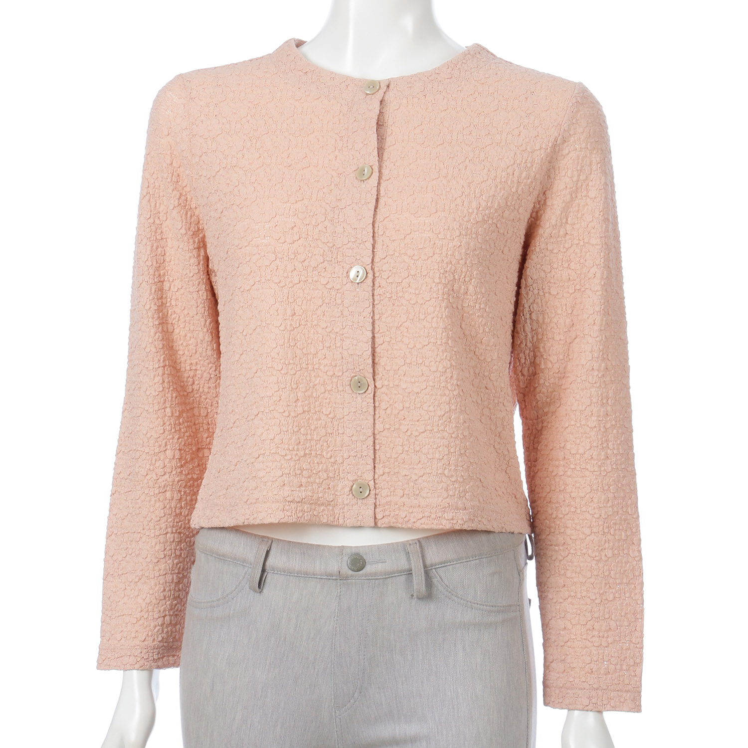 綿混レース長袖ショートカーディガン - 画像4