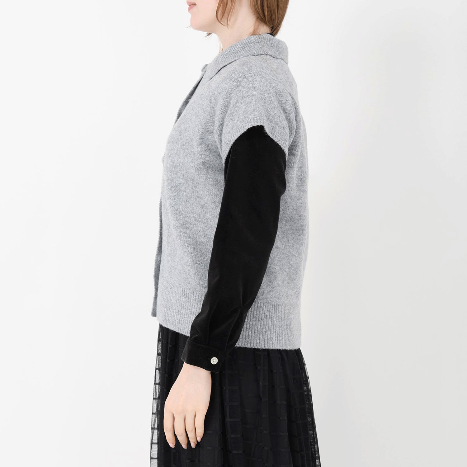 T’BIS STUDIO  ウール混スカラップ襟付きベスト - 画像5