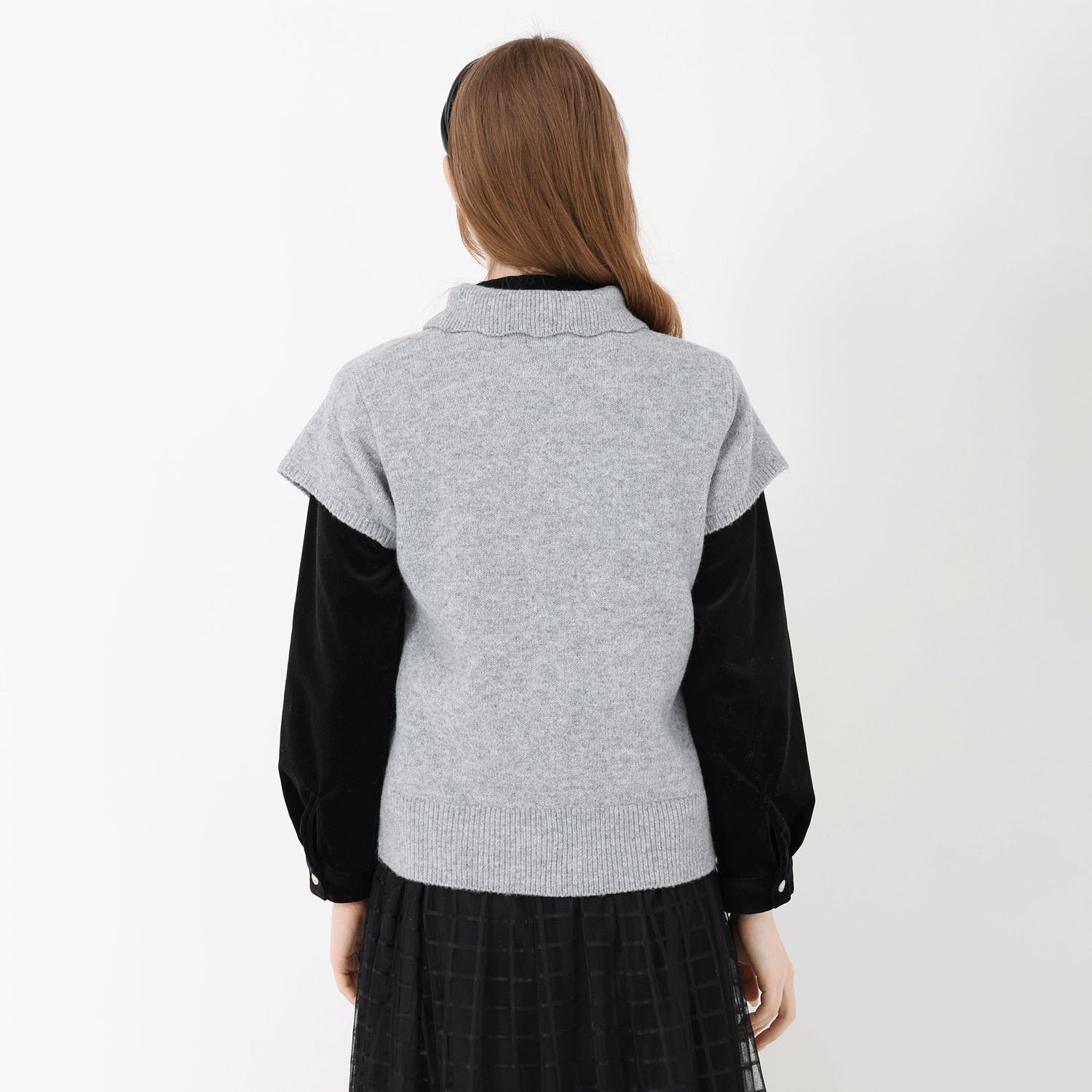 T’BIS STUDIO  ウール混スカラップ襟付きベスト - 画像6