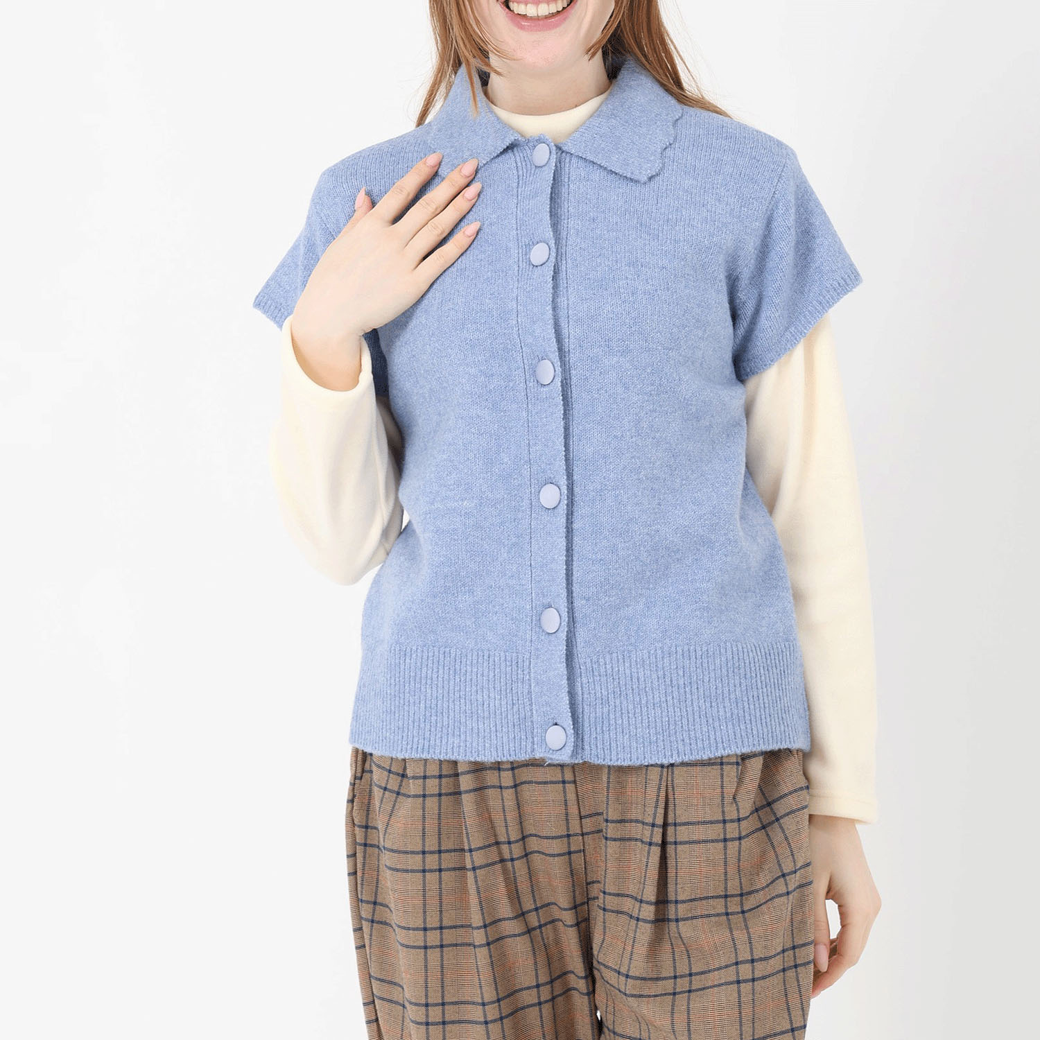 T’BIS STUDIO  ウール混スカラップ襟付きベスト - 画像10