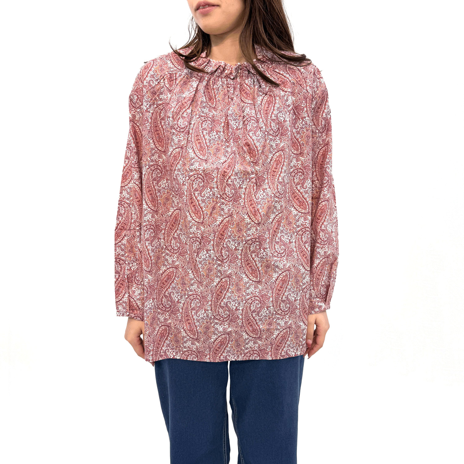 襟ギャザー袖タックチュニック - 画像1