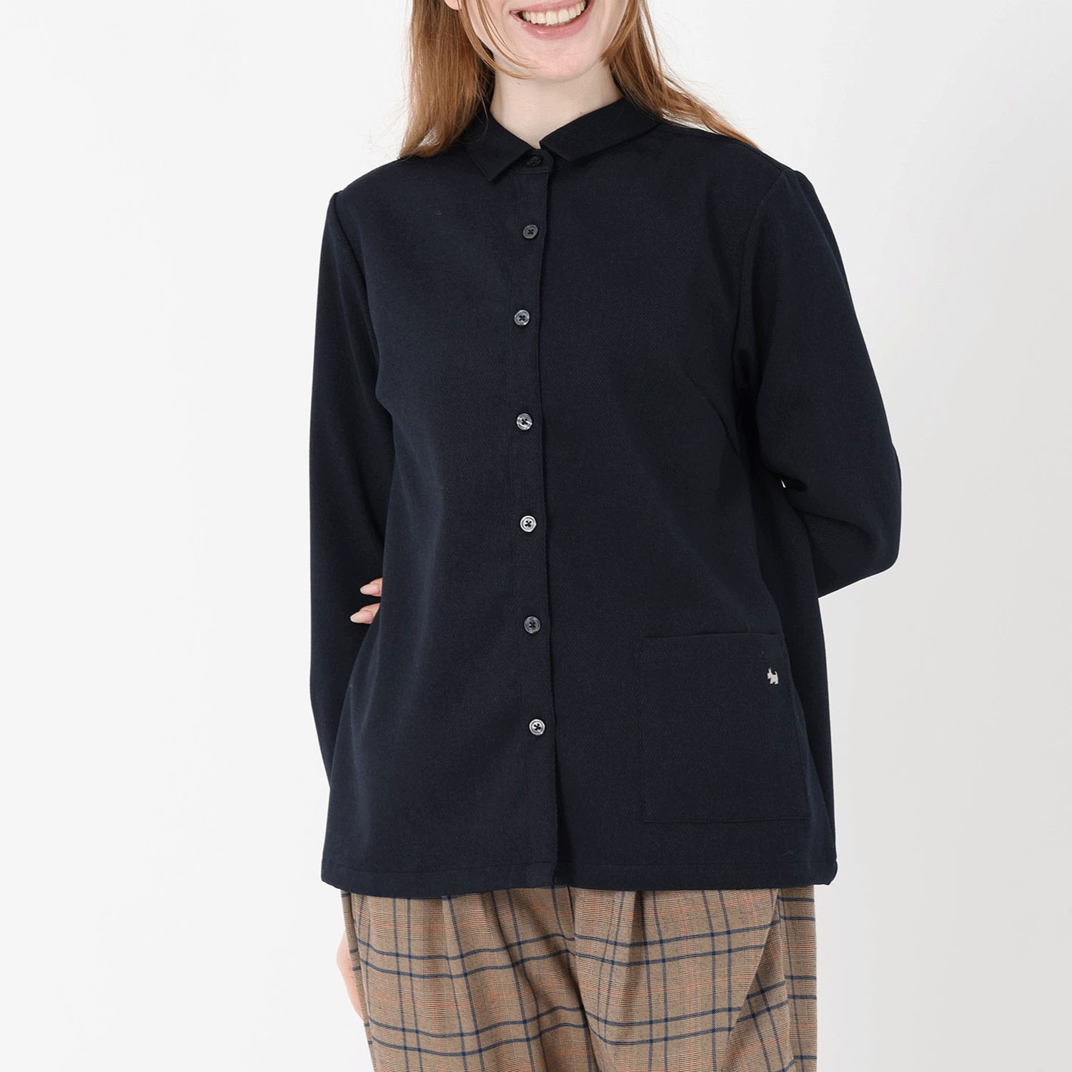 T’BIS STUDIO 長袖ウールライクテリア刺繍ポケット付きシャツ - 画像11