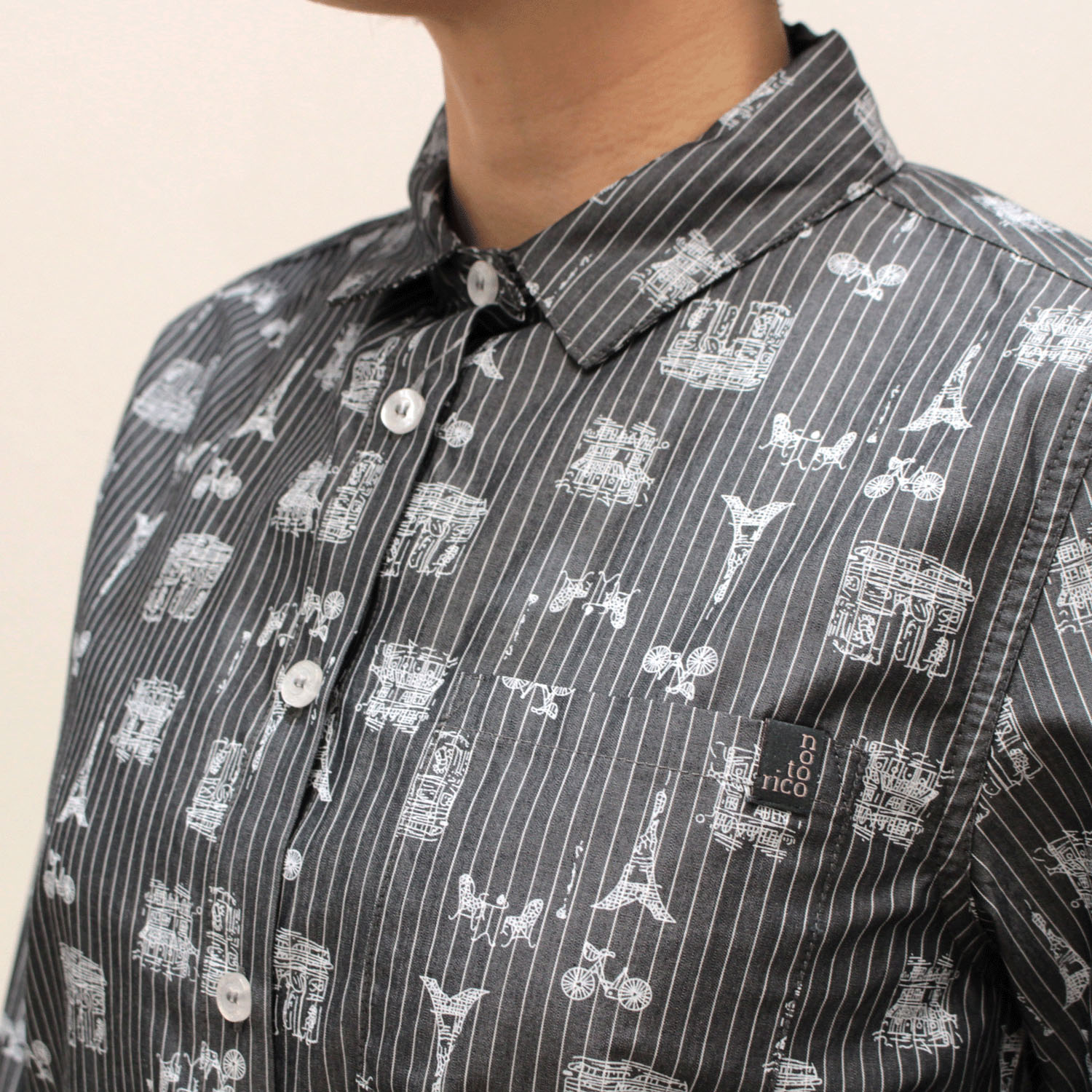 notorico フランス柄ストライプブラウス - 画像2