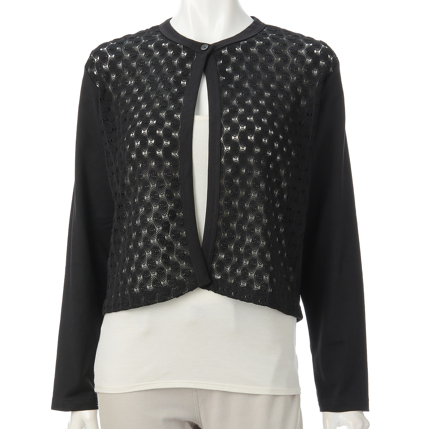 レース使いワンボタンカーディガン - 画像2