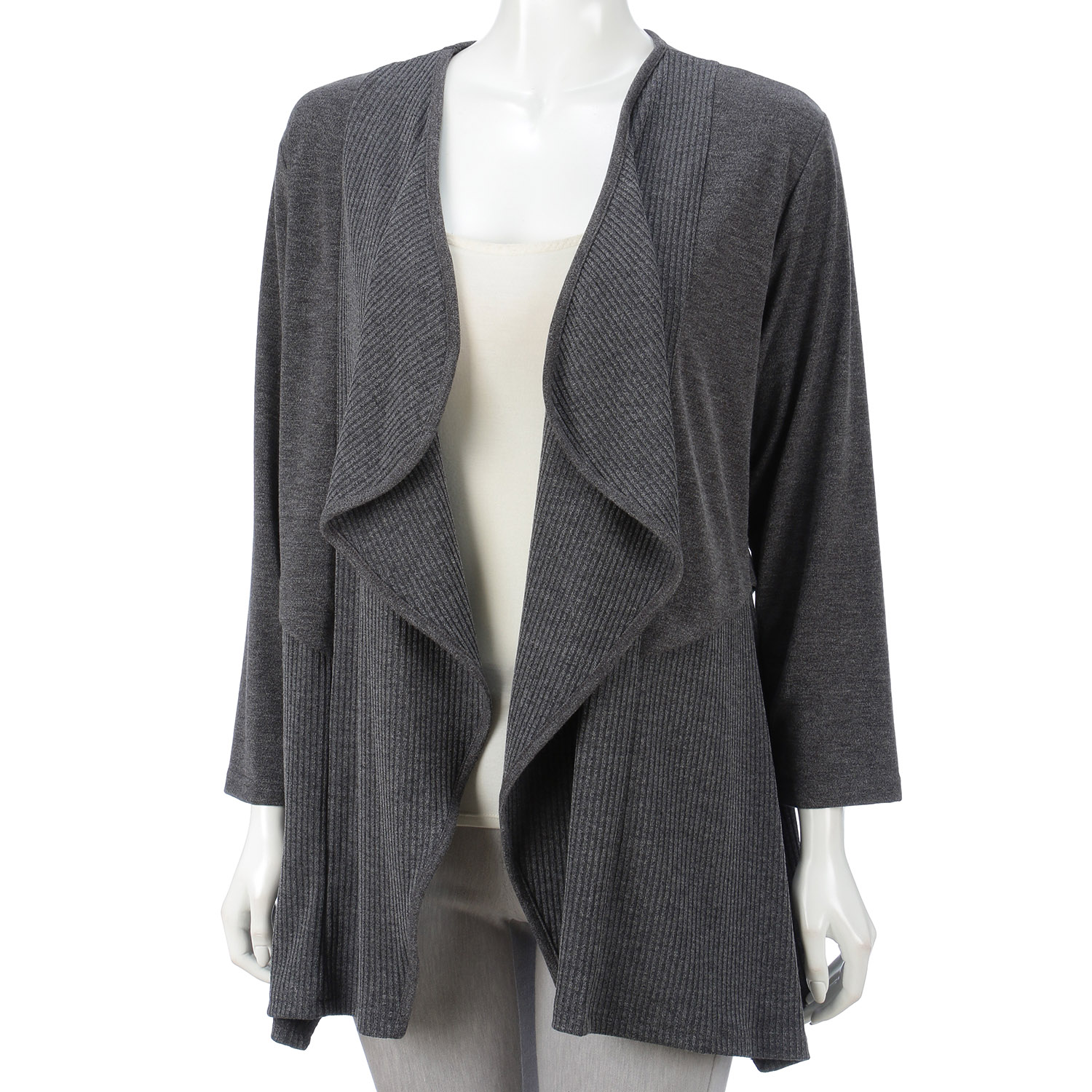 リブ使いカーディガン - 画像1