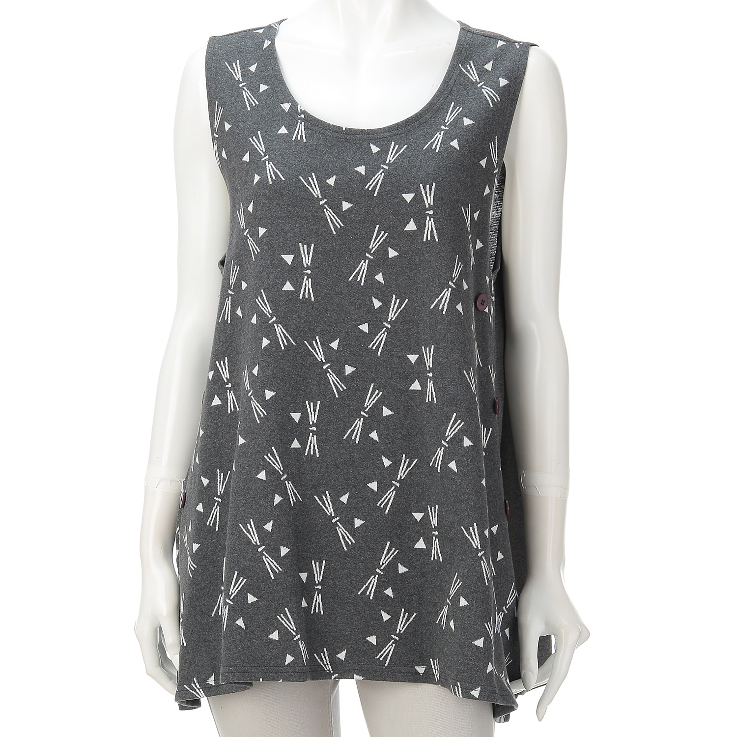 ネコ柄プリントロングベスト