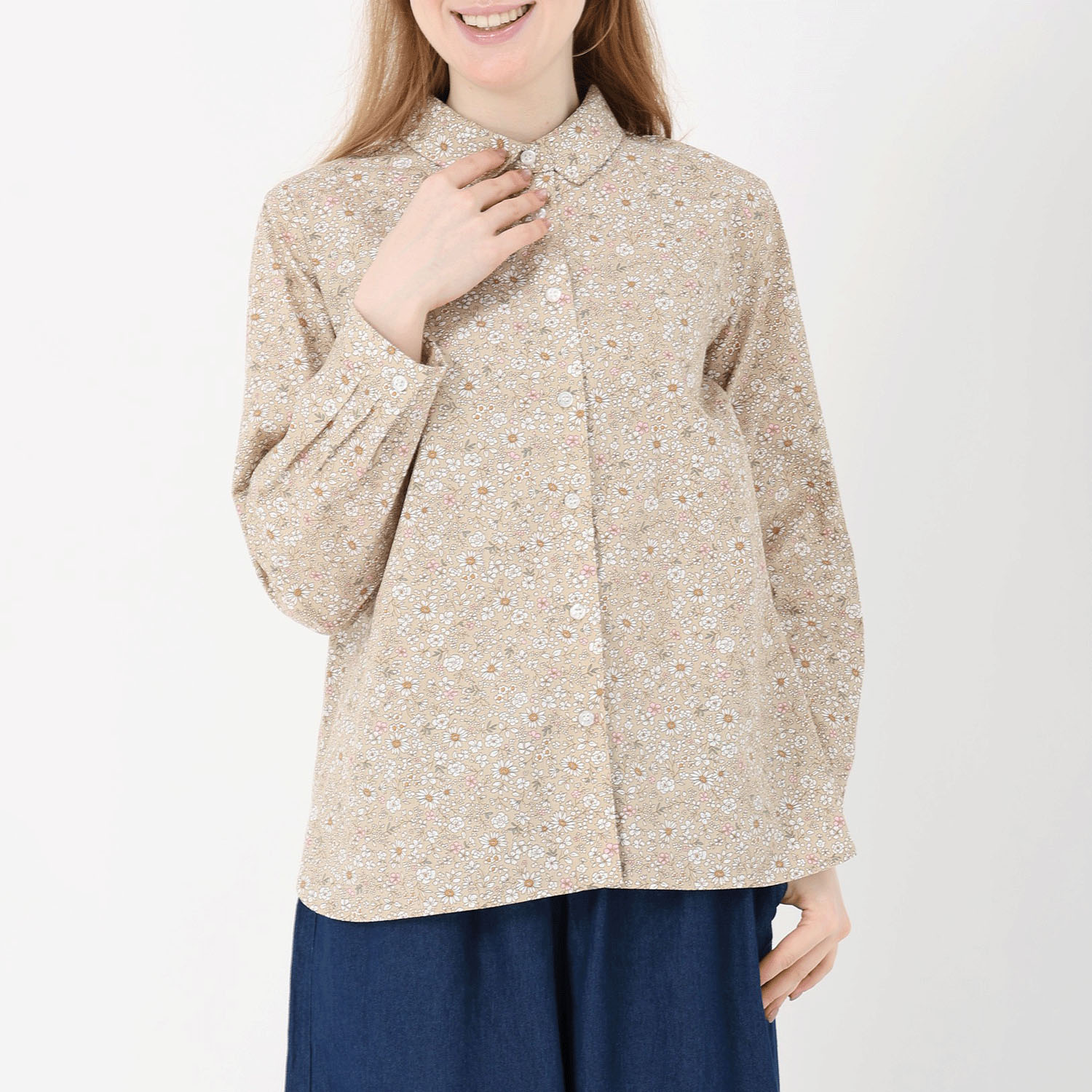 T’BIS STUDIO 長袖縁取り花プリントシャツ - 画像3