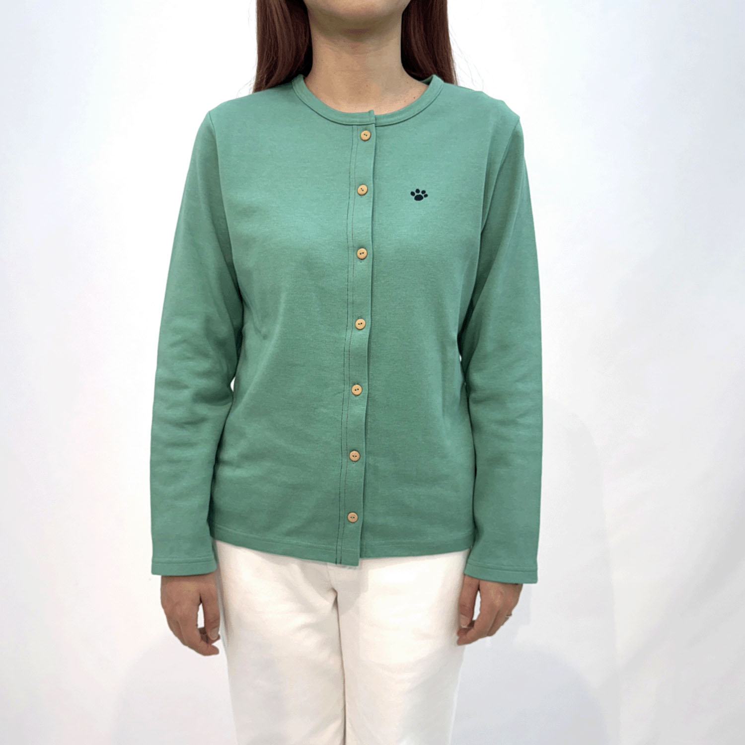 T’BIS STUDIO 長袖ダブルフェイスフットプリント刺繍カーディガン - 画像4