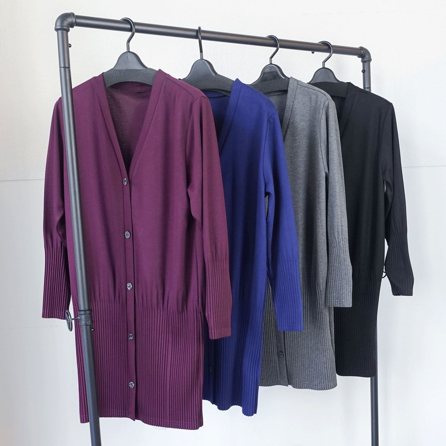 裾プリーツロングカーディガン - 画像4