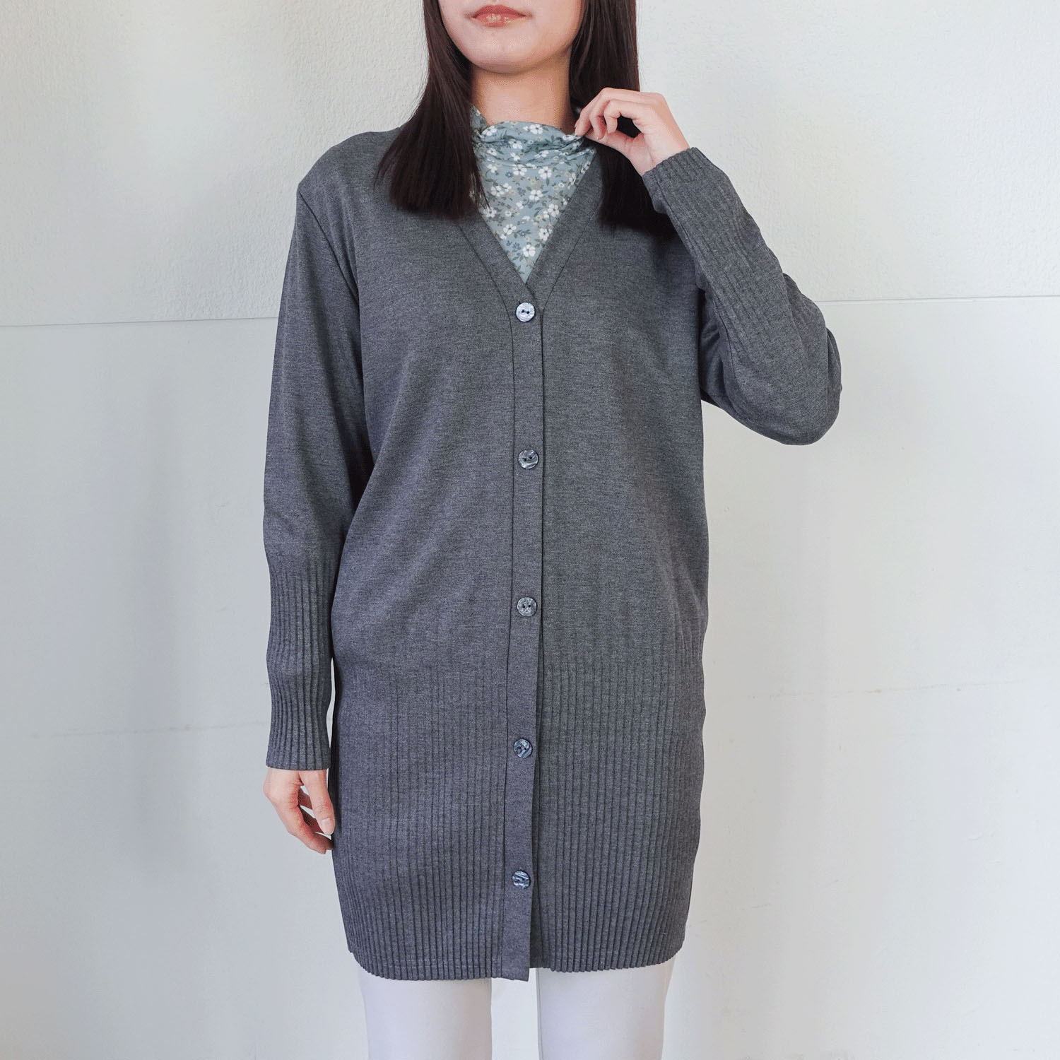 裾プリーツロングカーディガン - 画像5