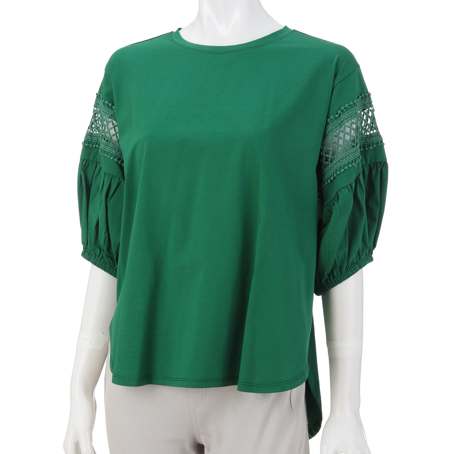 シルケット綿袖レース切替えプルオーバー - 画像11