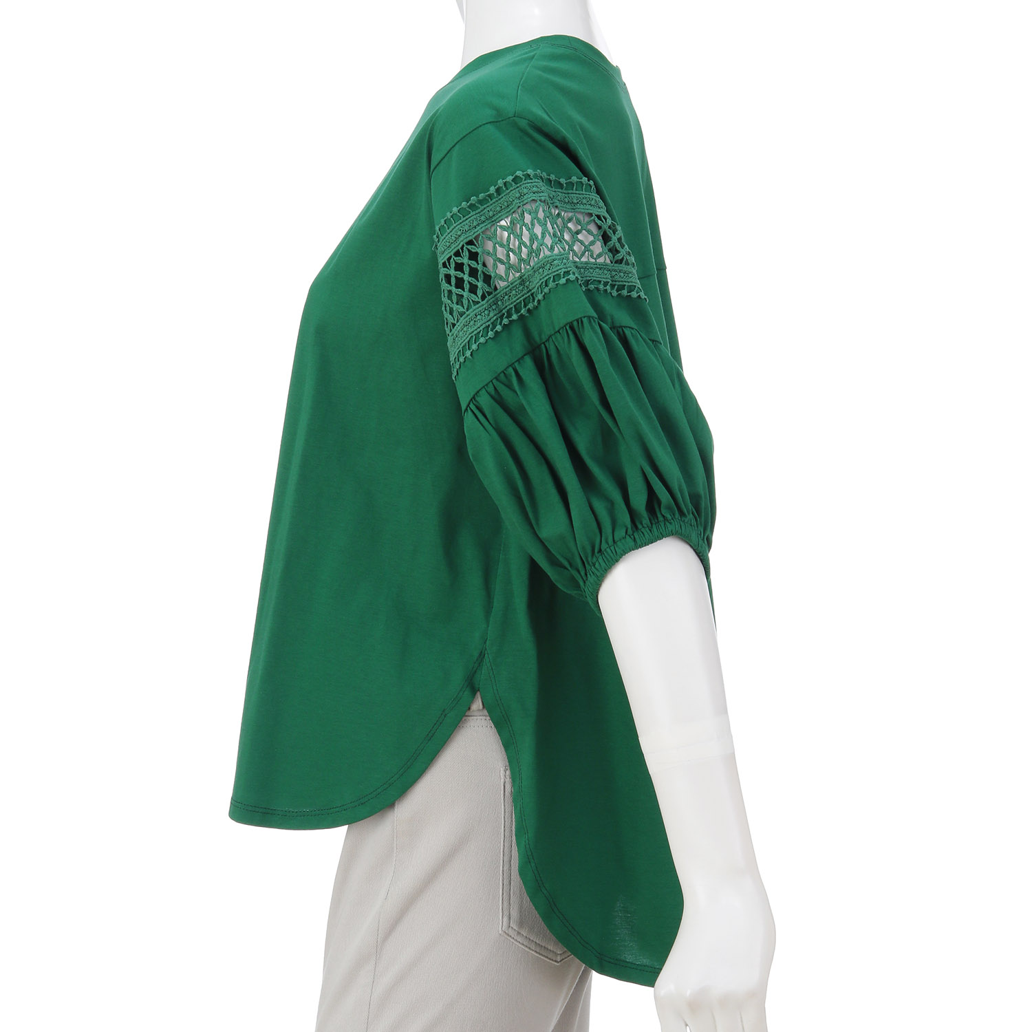 シルケット綿袖レース切替えプルオーバー - 画像12