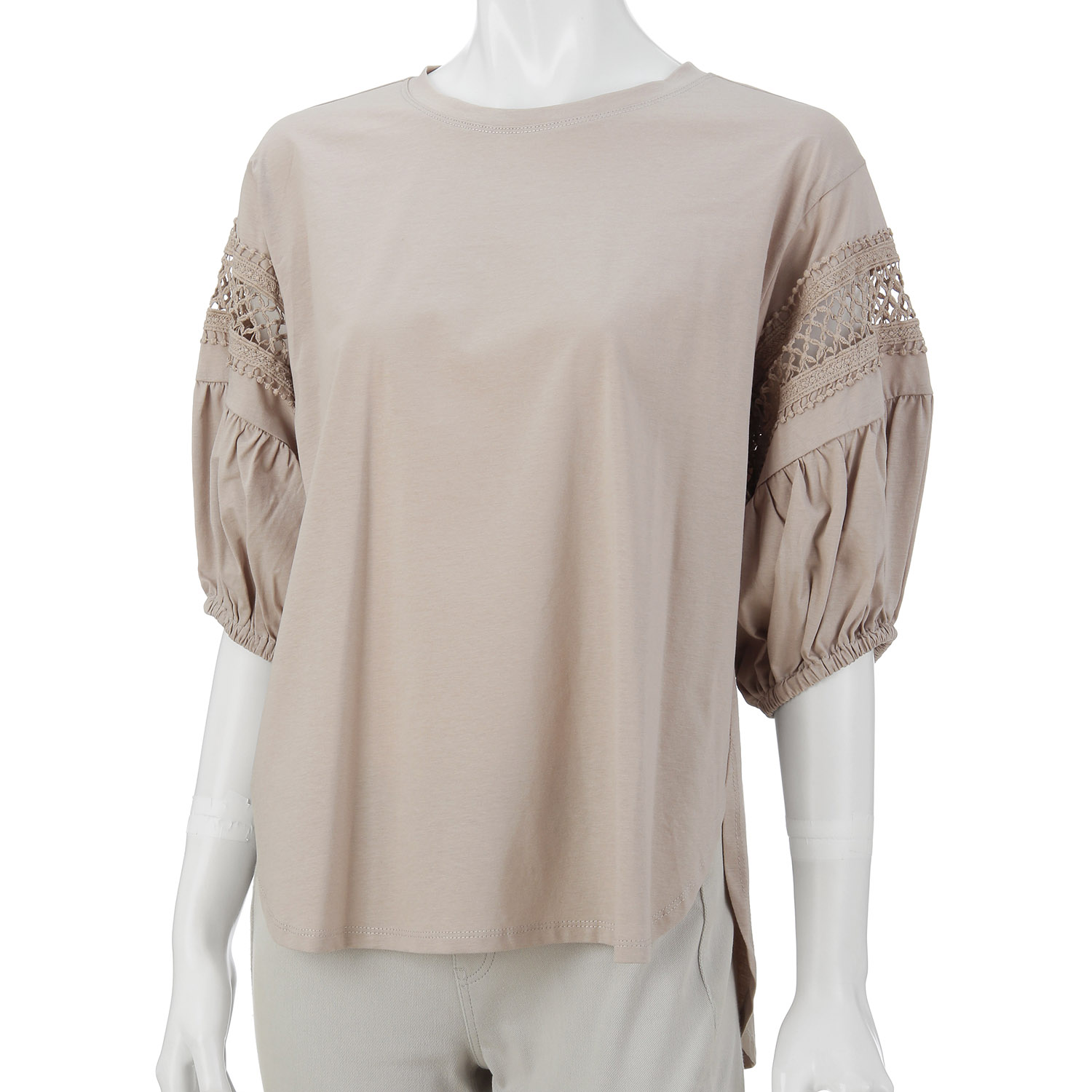 シルケット綿袖レース切替えプルオーバー - 画像10