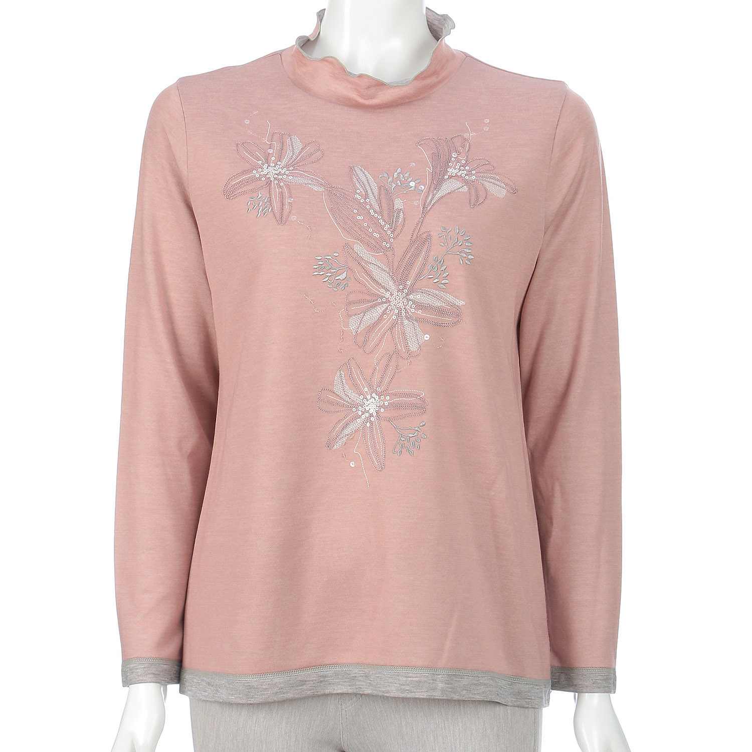 ROYAL VERDY 花柄ビーズ刺繍ハイネック