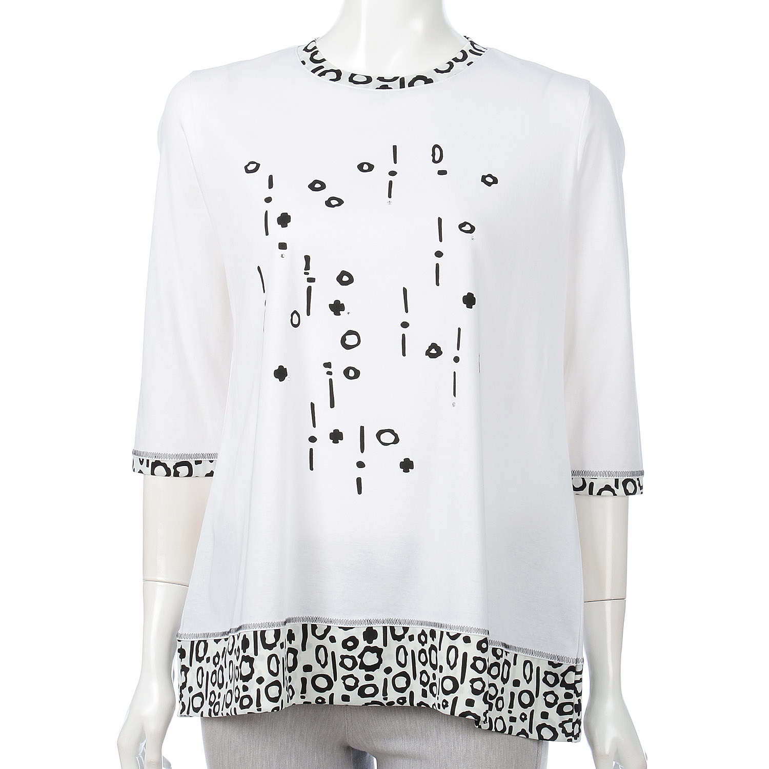 ROYAL VERDY クレリック落書き幾何柄切替プルオーバー