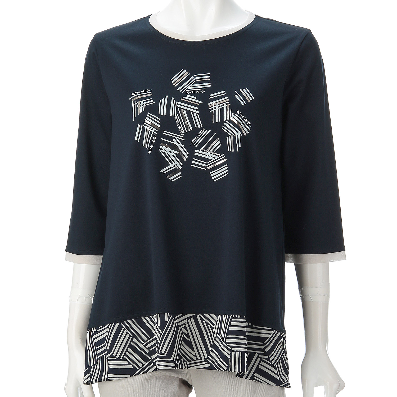 ROYAL VERDY クレリック幾何柄切替プルオーバー