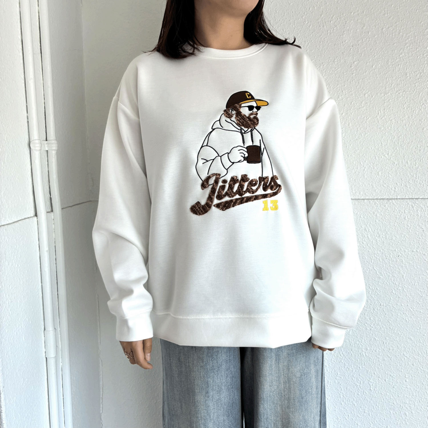 【新ブランド】QUASH ダンボールMIXサガラ刺繍スウェット - 画像2