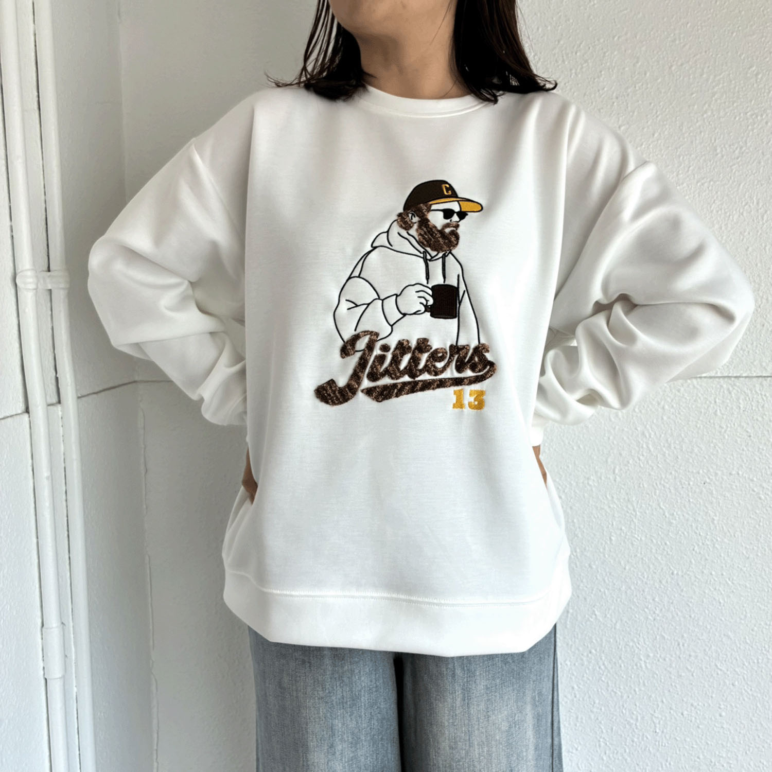 【新ブランド】QUASH ダンボールMIXサガラ刺繍スウェット