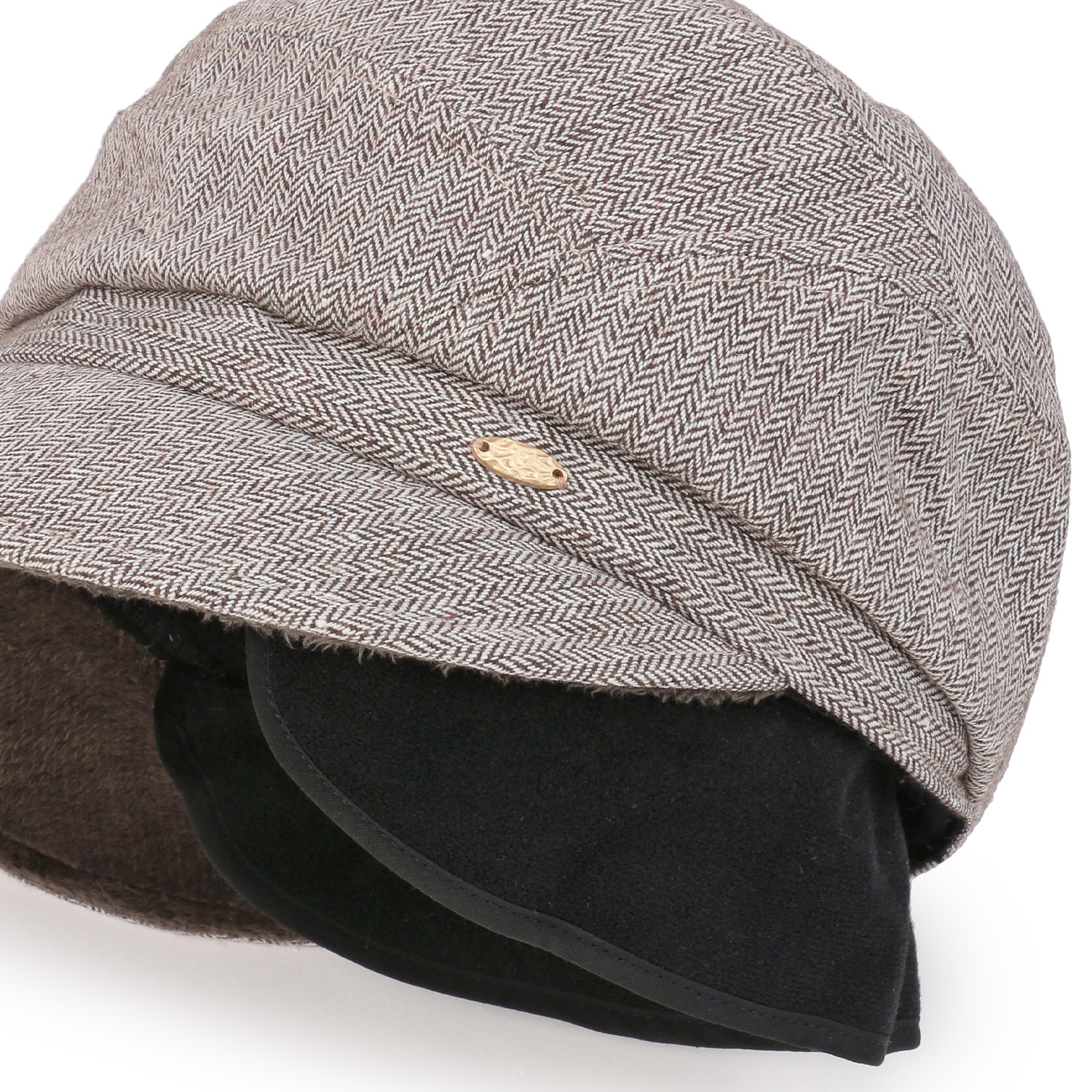 【ブラウン終了】内耳付きへリンボンキャスケット - 画像3