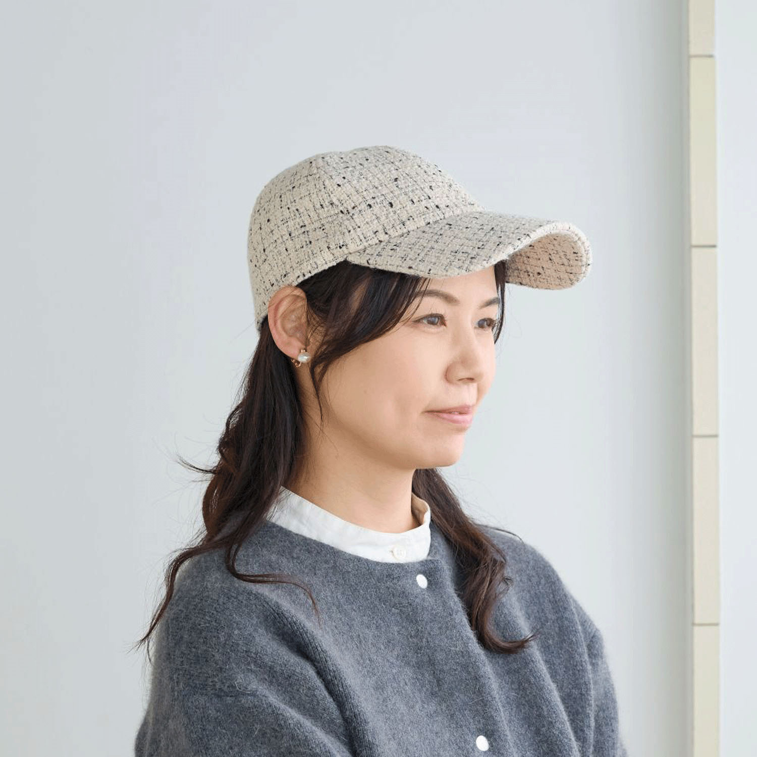 クラシカルな大人のツイードキャップ