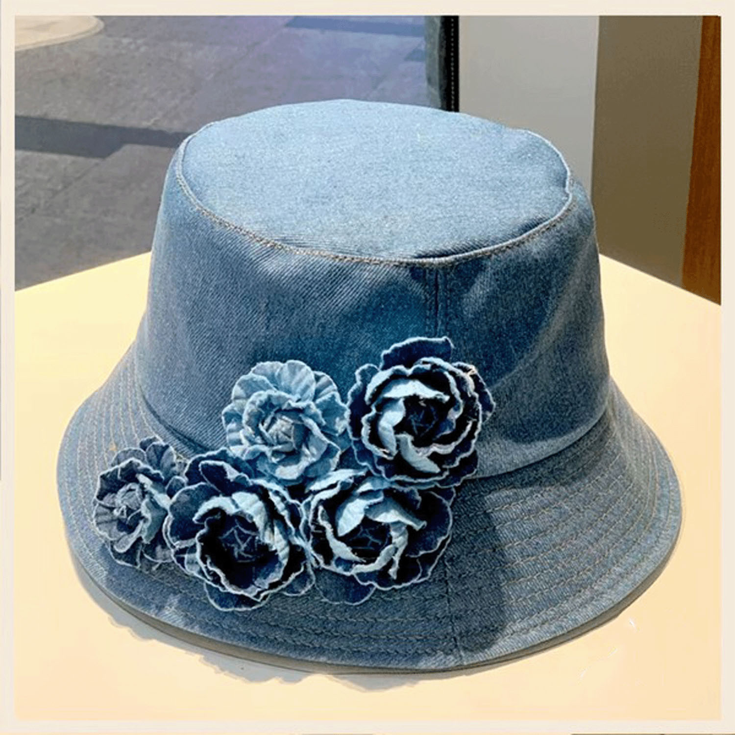 【長期欠品】デニム花付きバケット - 画像4