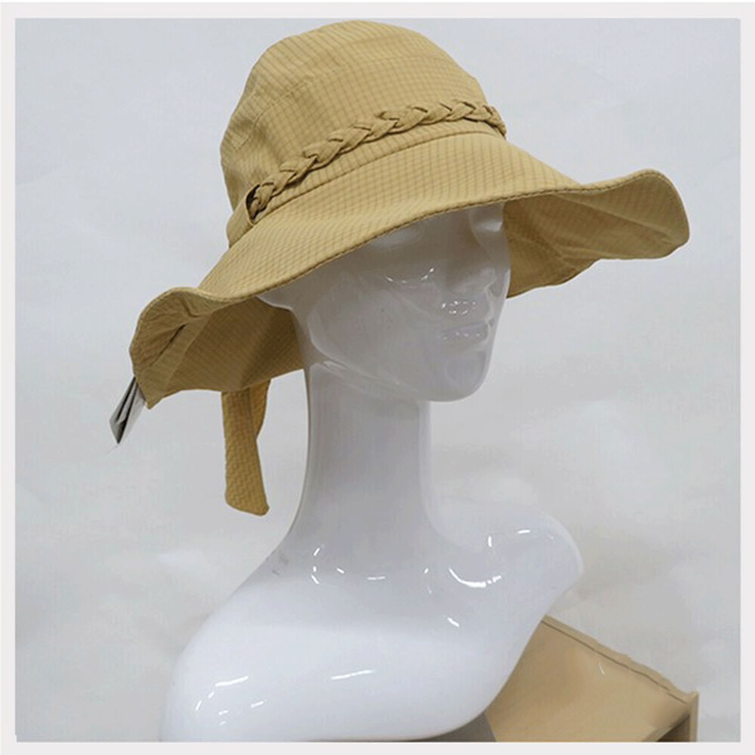 【ディープブルー終了】三つ編みつば広ハット