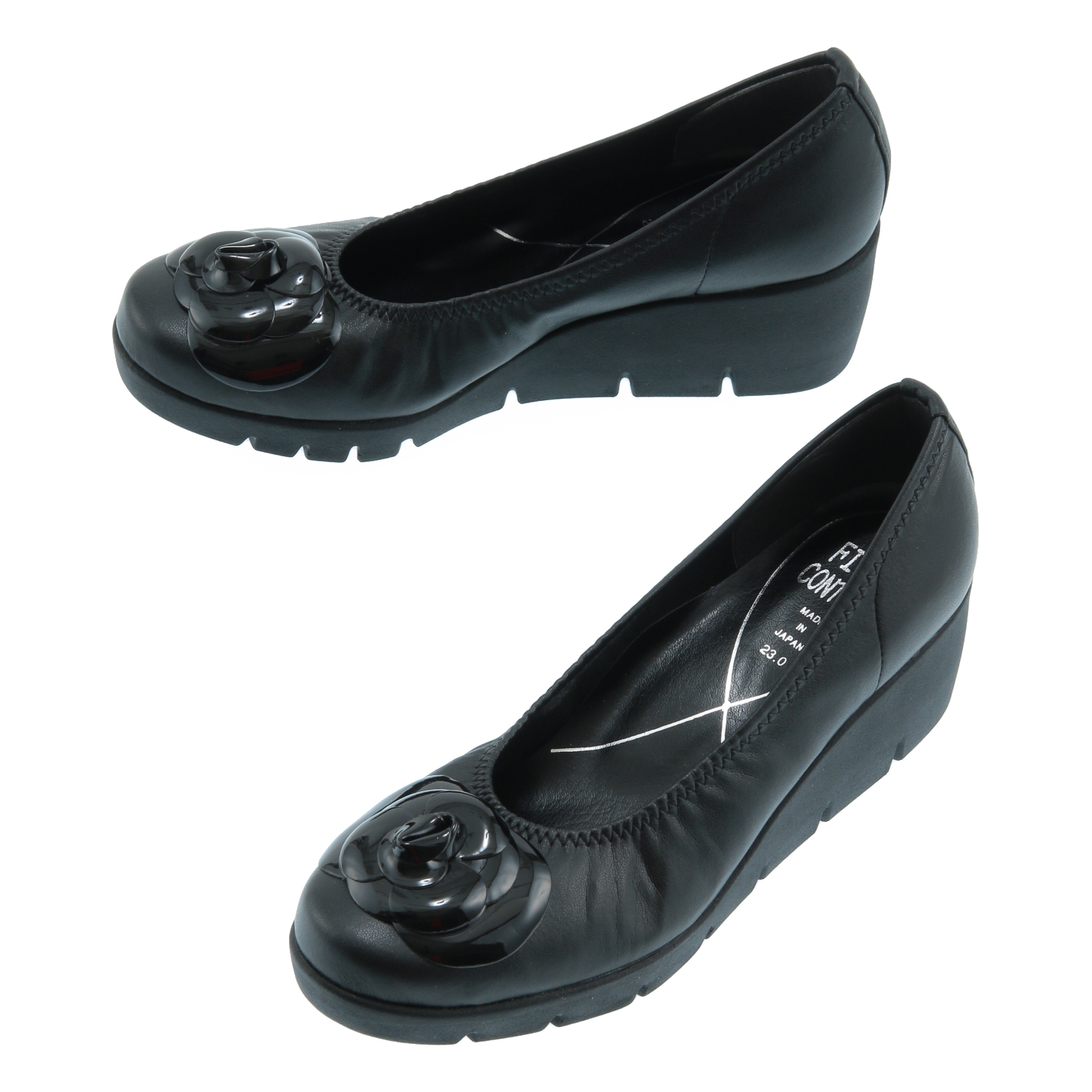 厚底フラワーモチーフパンプス - 画像2