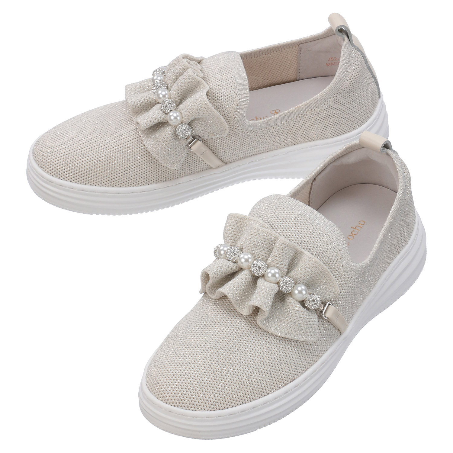 【2026SS オフホワイト新色追加】 de ocho A de ocho パールフリルシューズ52－J52－28 - 画像1