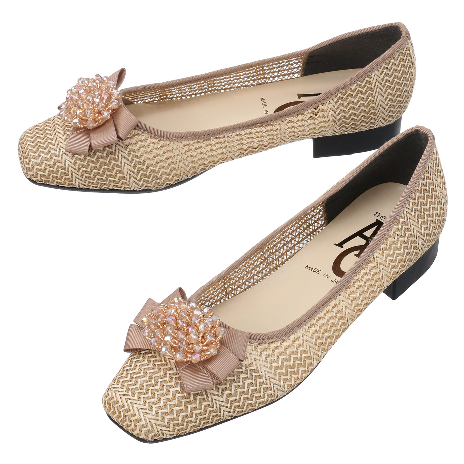 AC ビーズリボン付きメッシュパンプス - 画像3