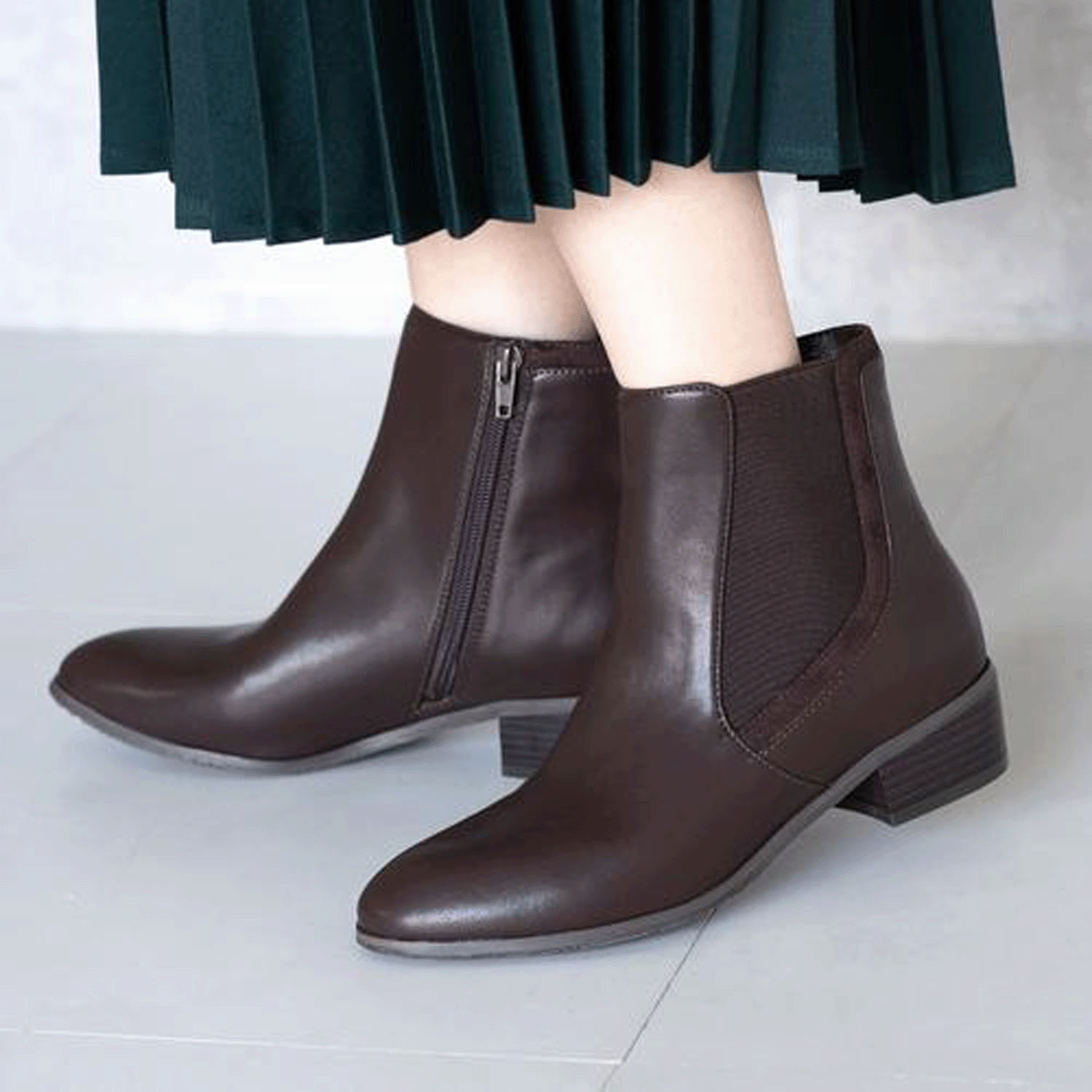 【人気サイドゴアブーツ】 JELLY BEANS サイド切り替えショートブーツ - 画像7