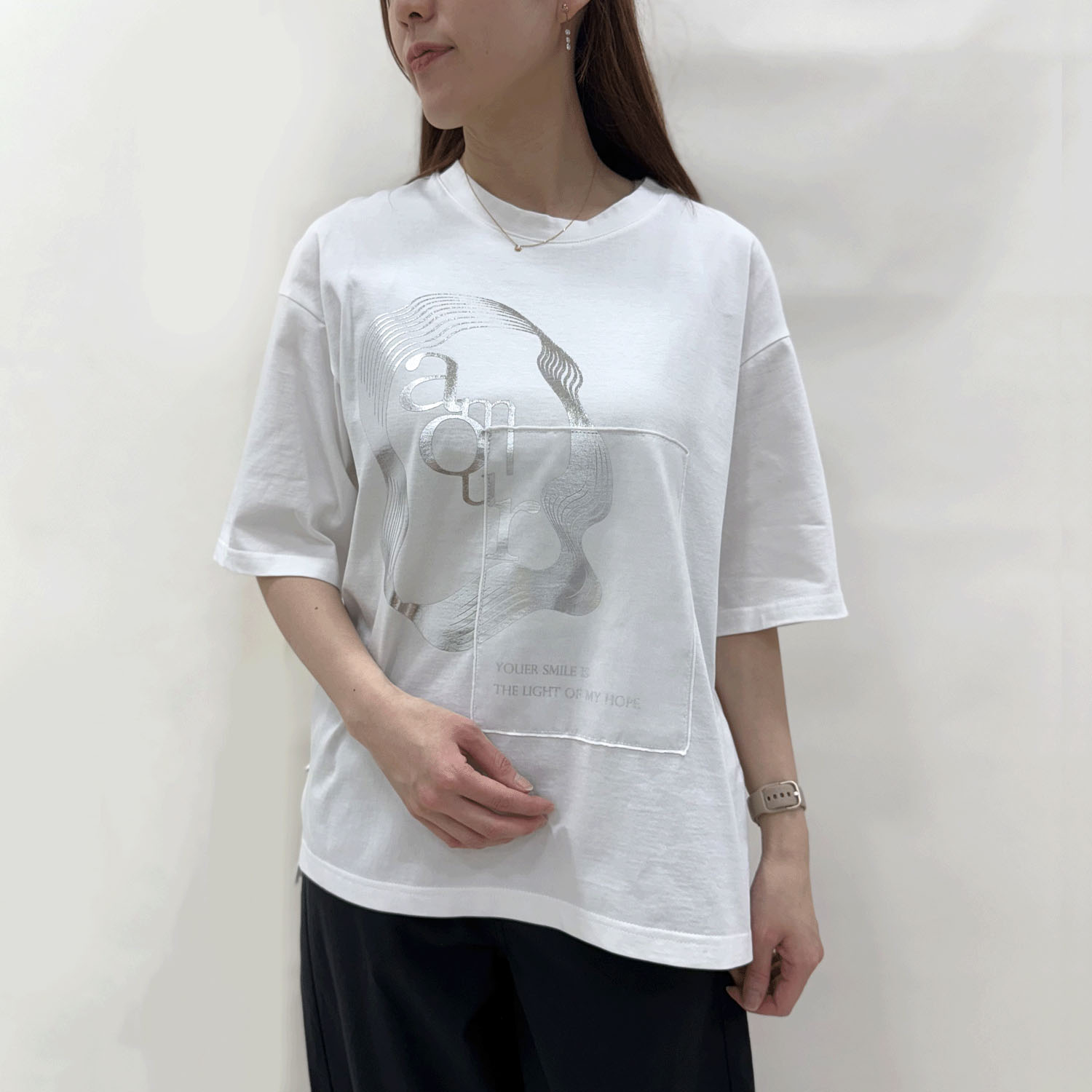 ハルズアミ シアードッキング箔プリントTシャツ