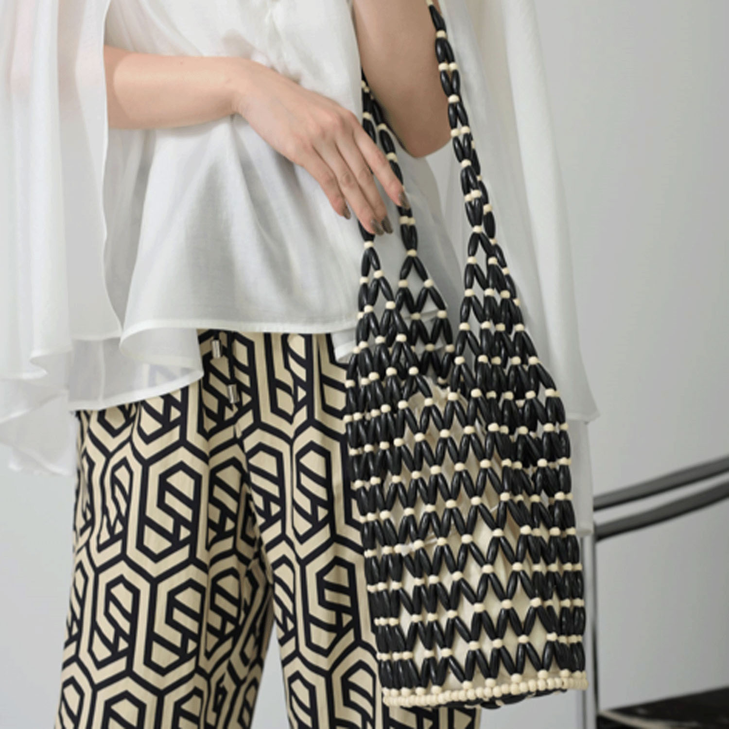 ボーダー編みバッグ - 画像3