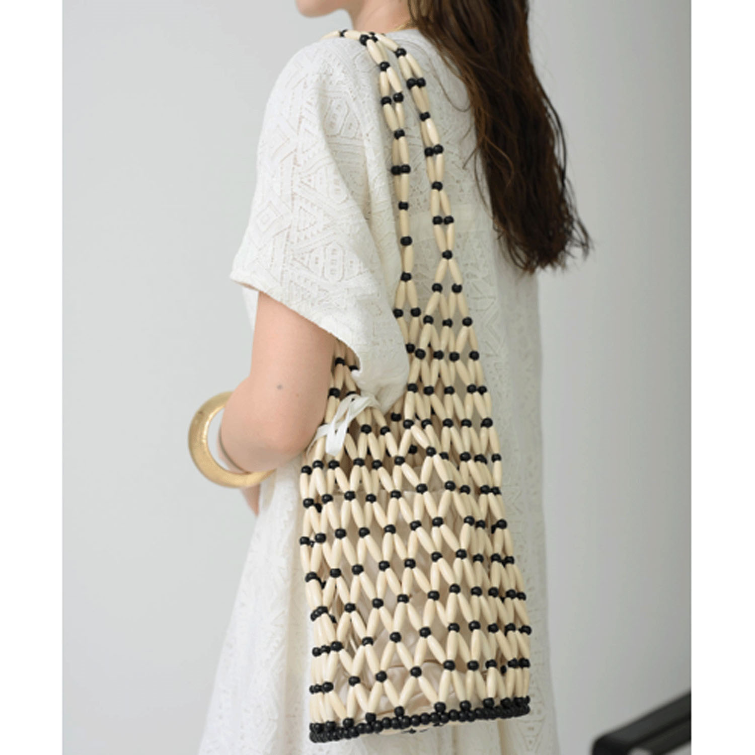 ボーダー編みバッグ