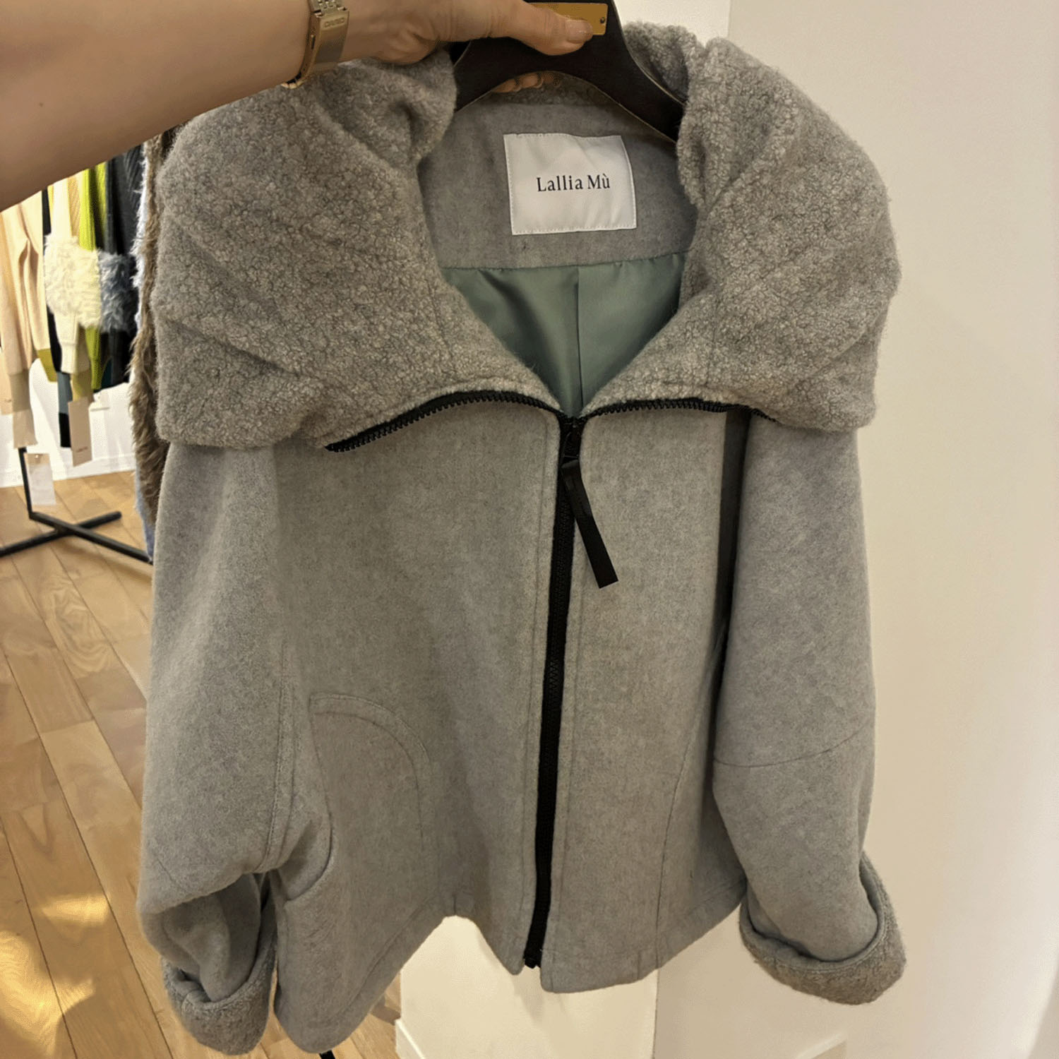 ハルズアミ ボアフードショートコート - 画像2