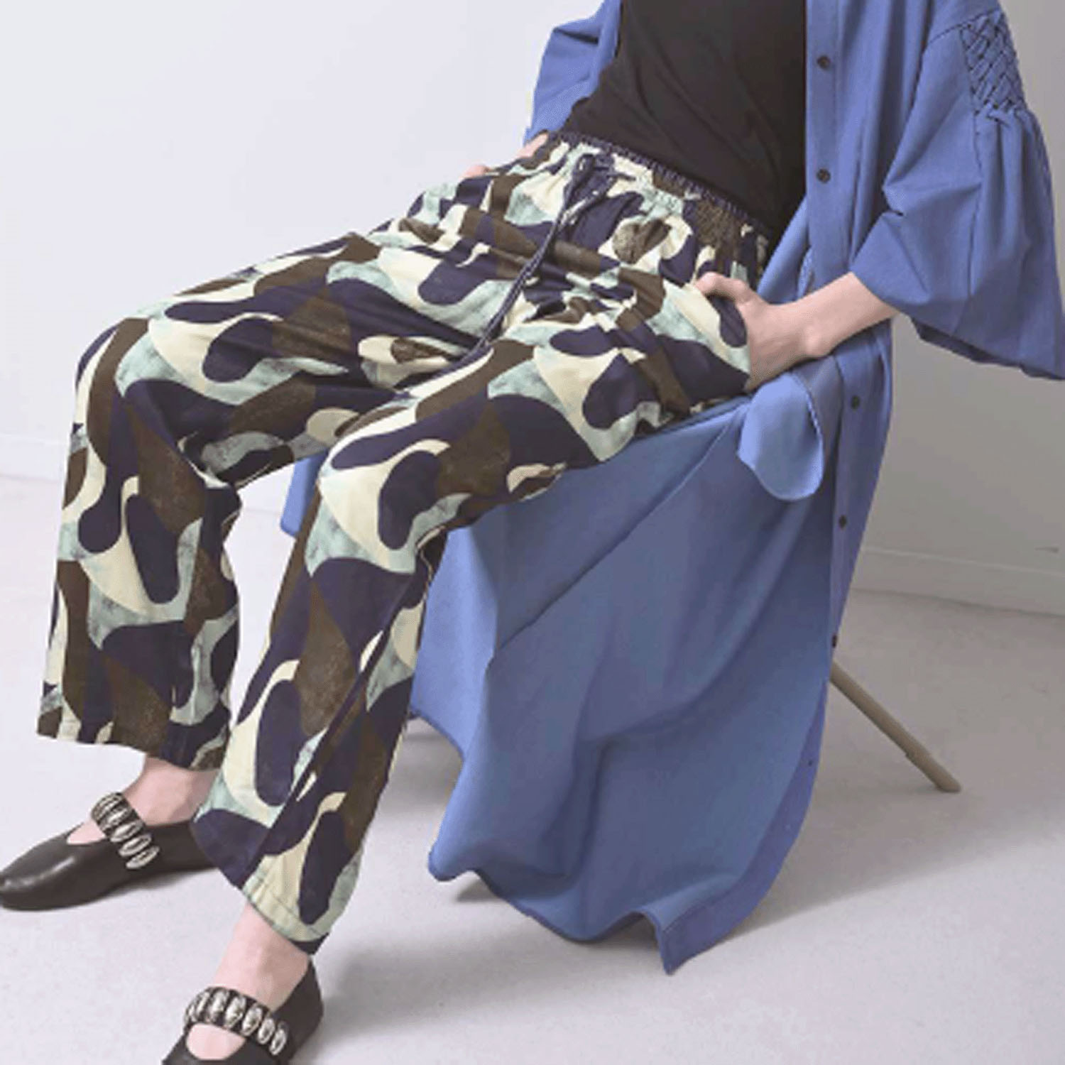 HERENCIA アートプリントワイドパンツ - 画像2