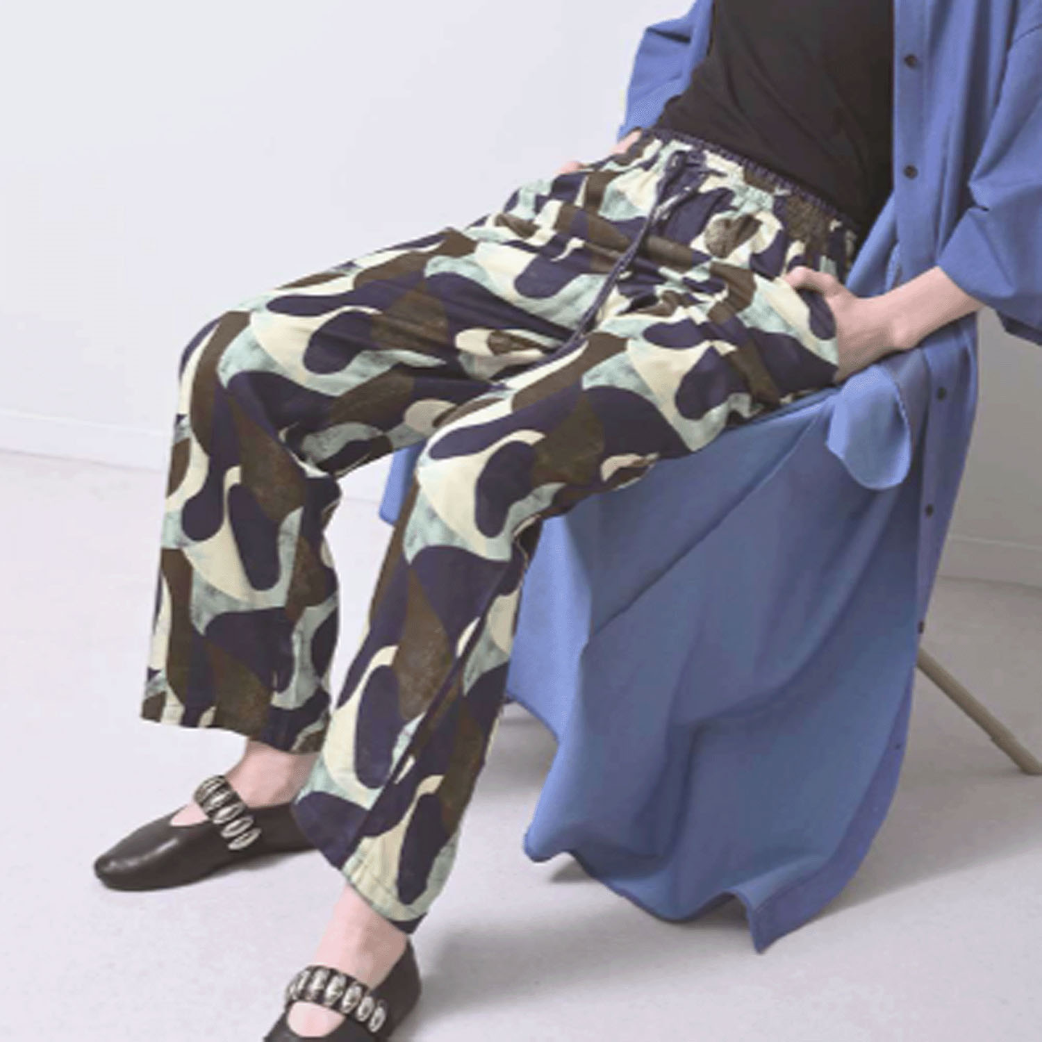 HERENCIA アートプリントワイドパンツ