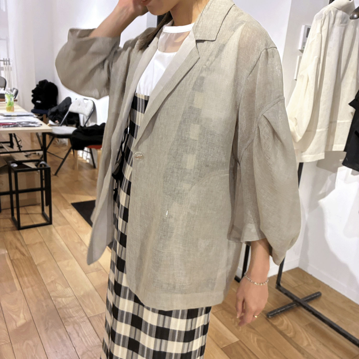 ハルズアミ コクーンスリーブメッシュジャケット - 画像12