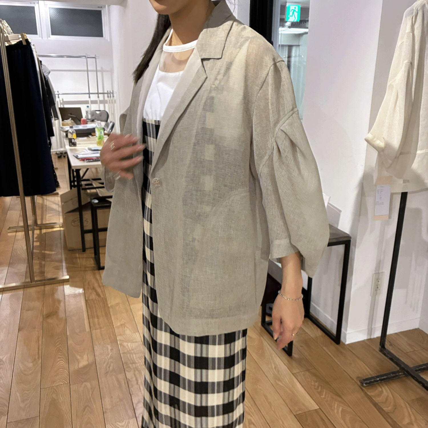 ハルズアミ コクーンスリーブメッシュジャケット - 画像13