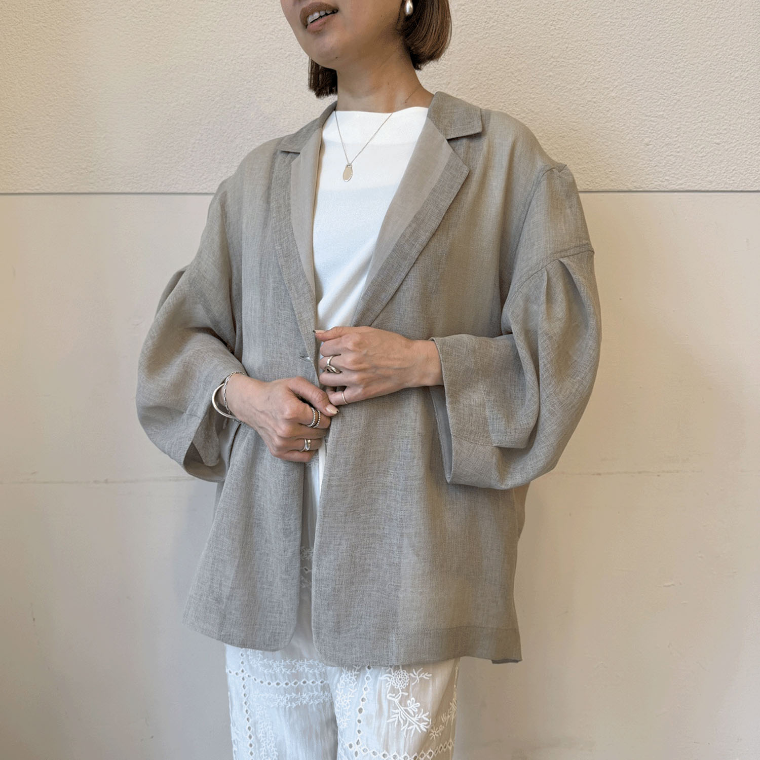 ハルズアミ コクーンスリーブメッシュジャケット - 画像3