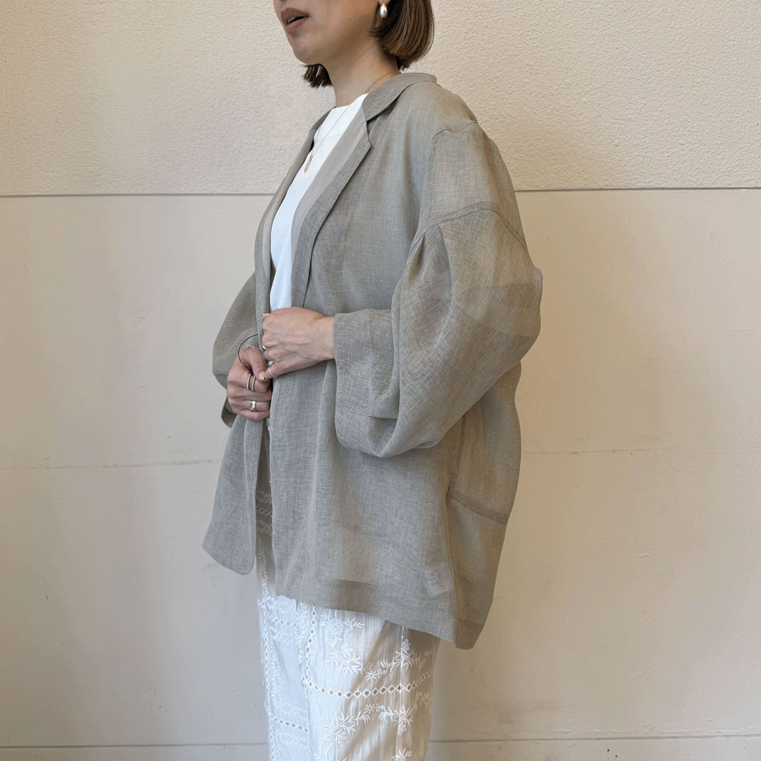 ハルズアミ コクーンスリーブメッシュジャケット - 画像4