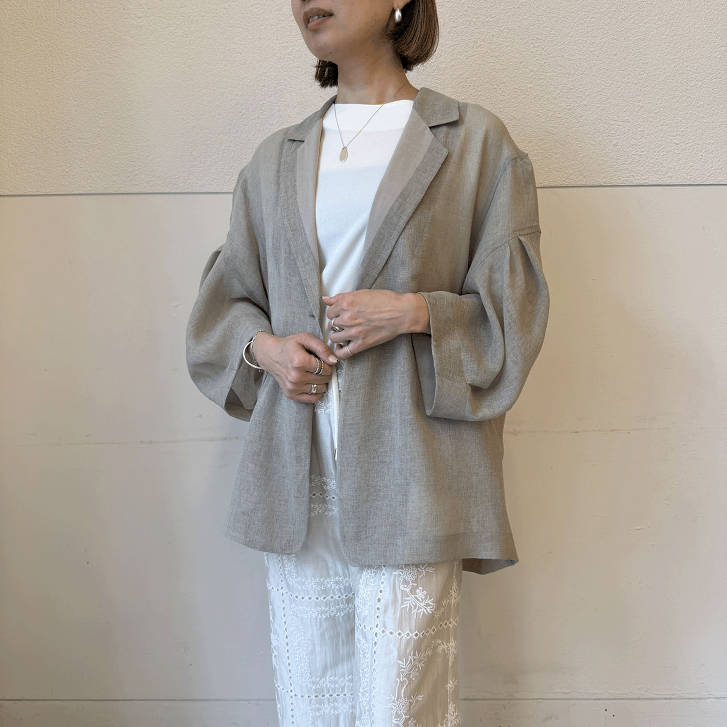 ハルズアミ コクーンスリーブメッシュジャケット - 画像5