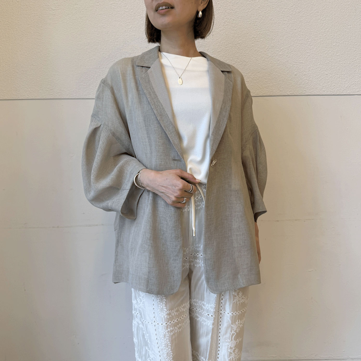 ハルズアミ コクーンスリーブメッシュジャケット - 画像6